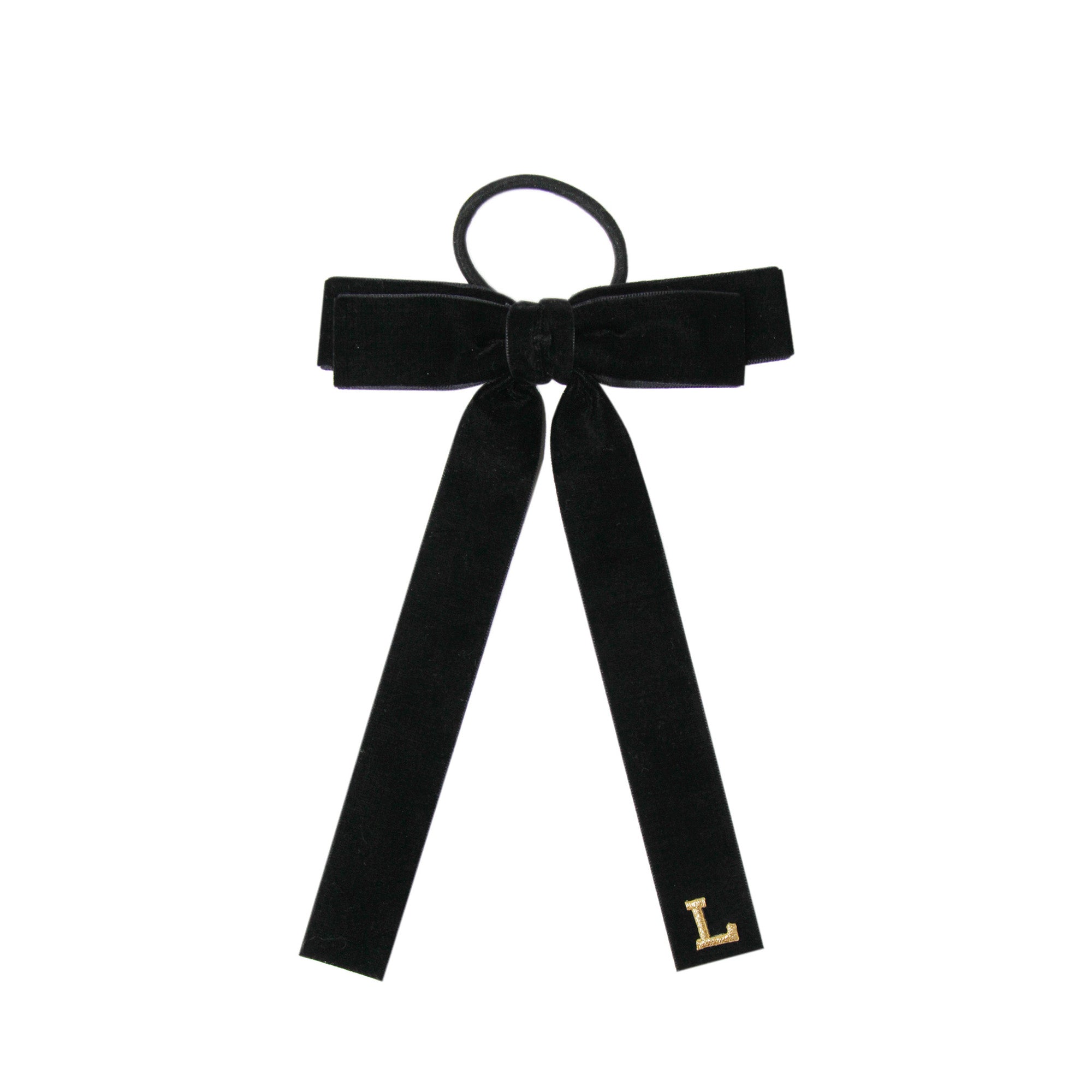 Monogrammed Velvet Bow Hair Tie