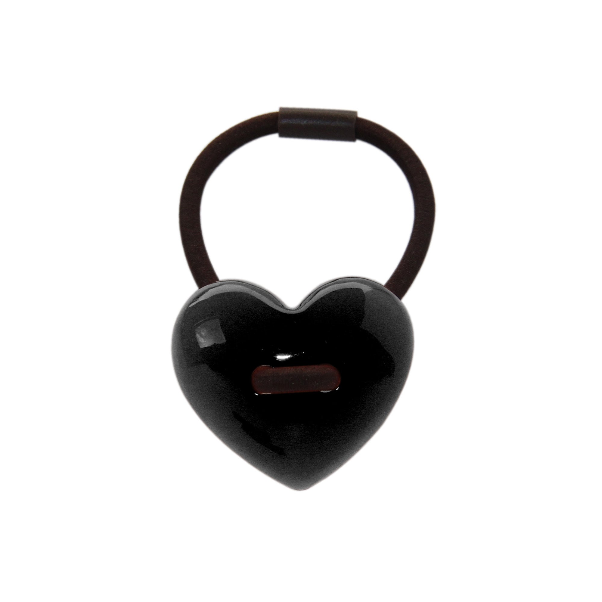 Black Resin Heart hair tie on a white background