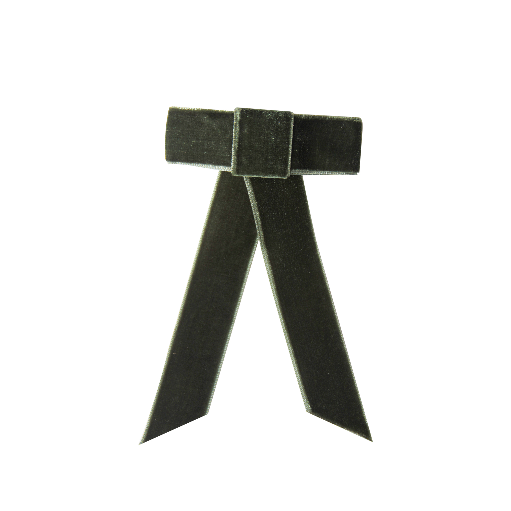 Green velvet hair bow on a white background