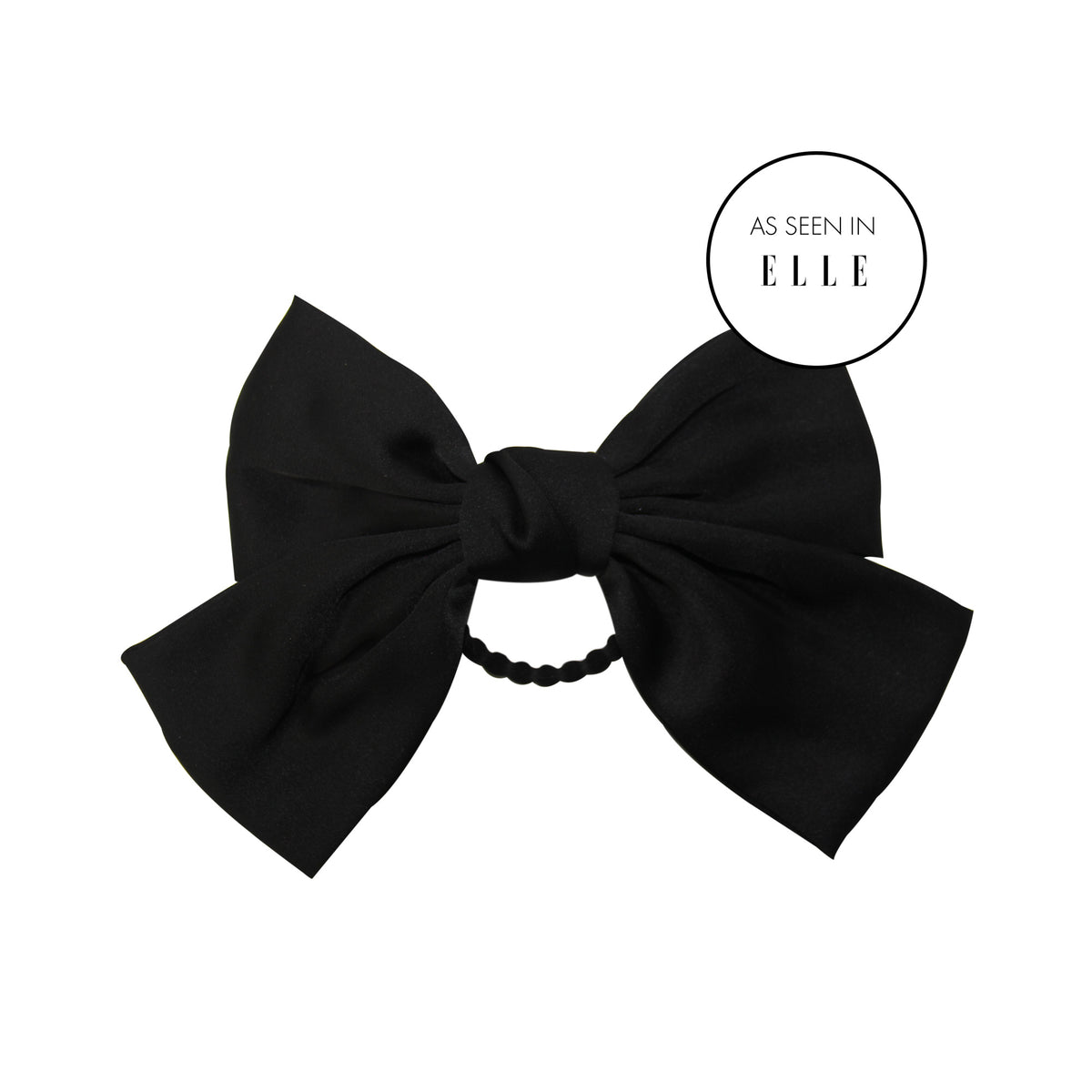 OLA. Noeud Court Hair Bow in Black Black Satin Hair Bow – The Darling Effect main image 4