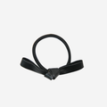 Black faux leather bow on a black hair elastic
