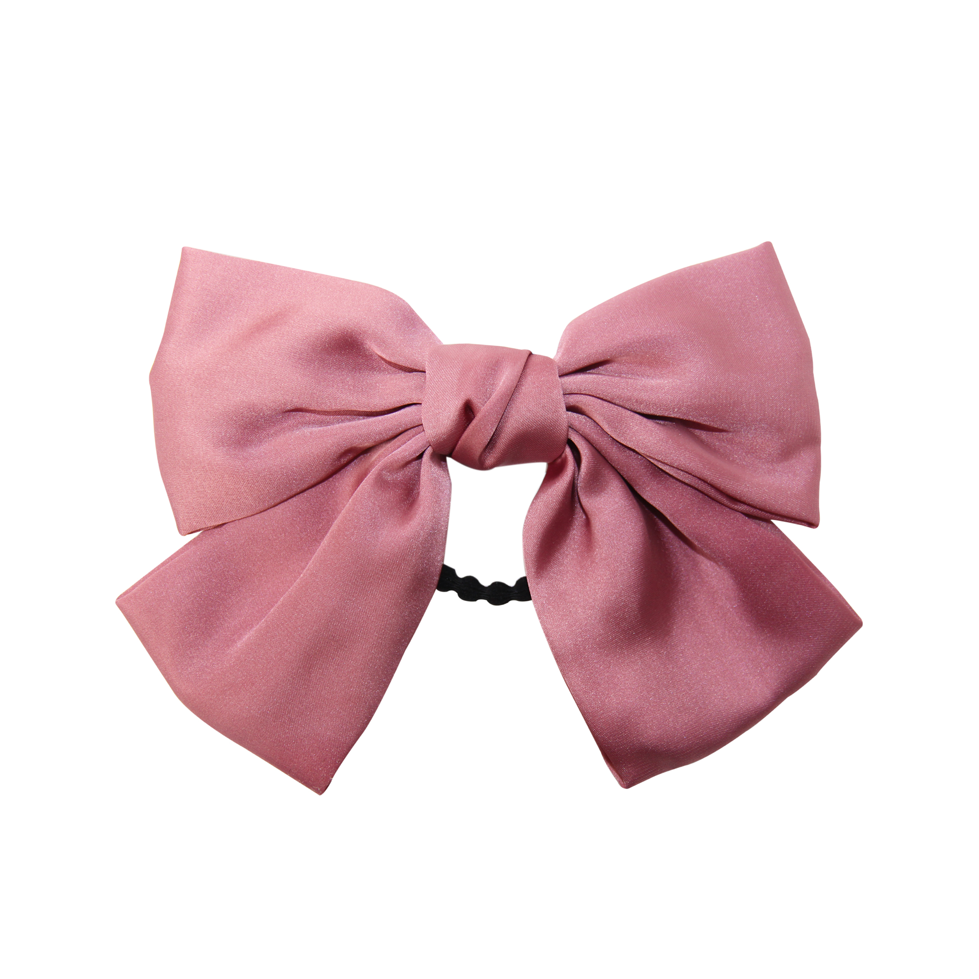 Pink bow hair tie on a white background