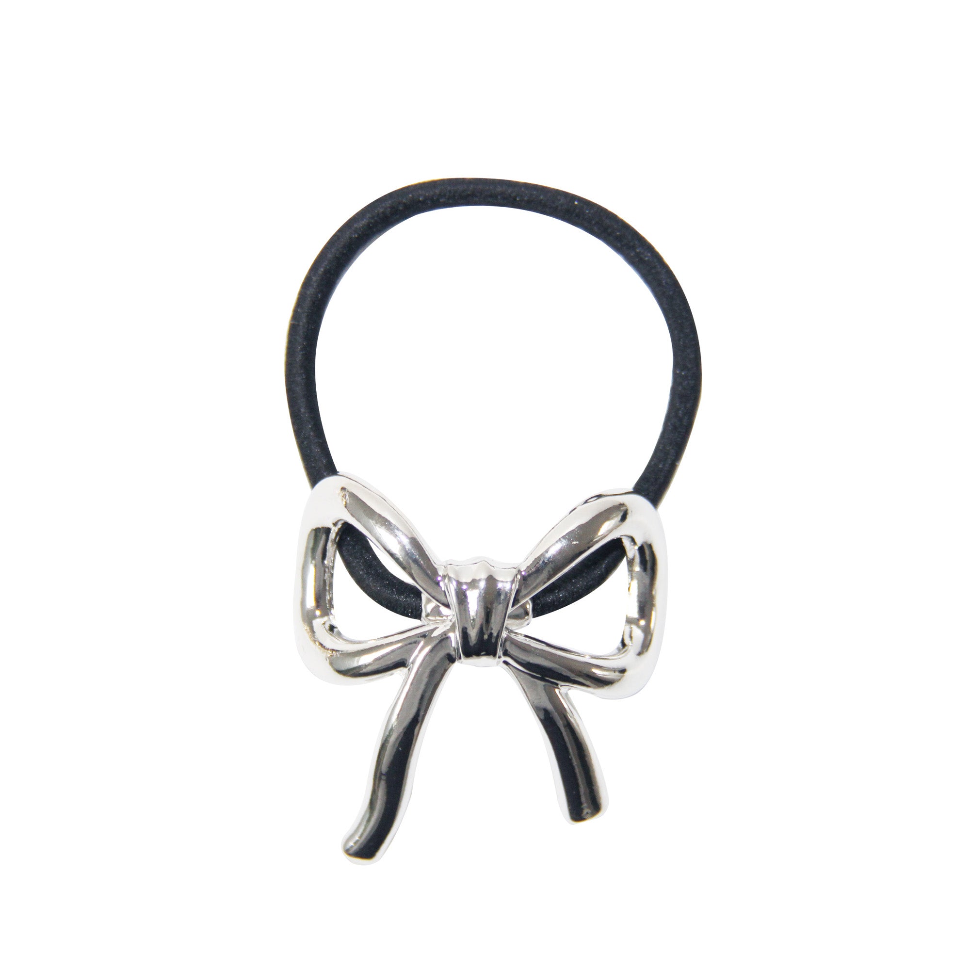 Silver Bow Ponytail Holder