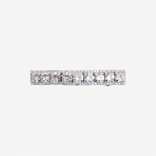 Crystal hair barrette, featuring 9 large round crystals, surrounded by smaller pave set crystals