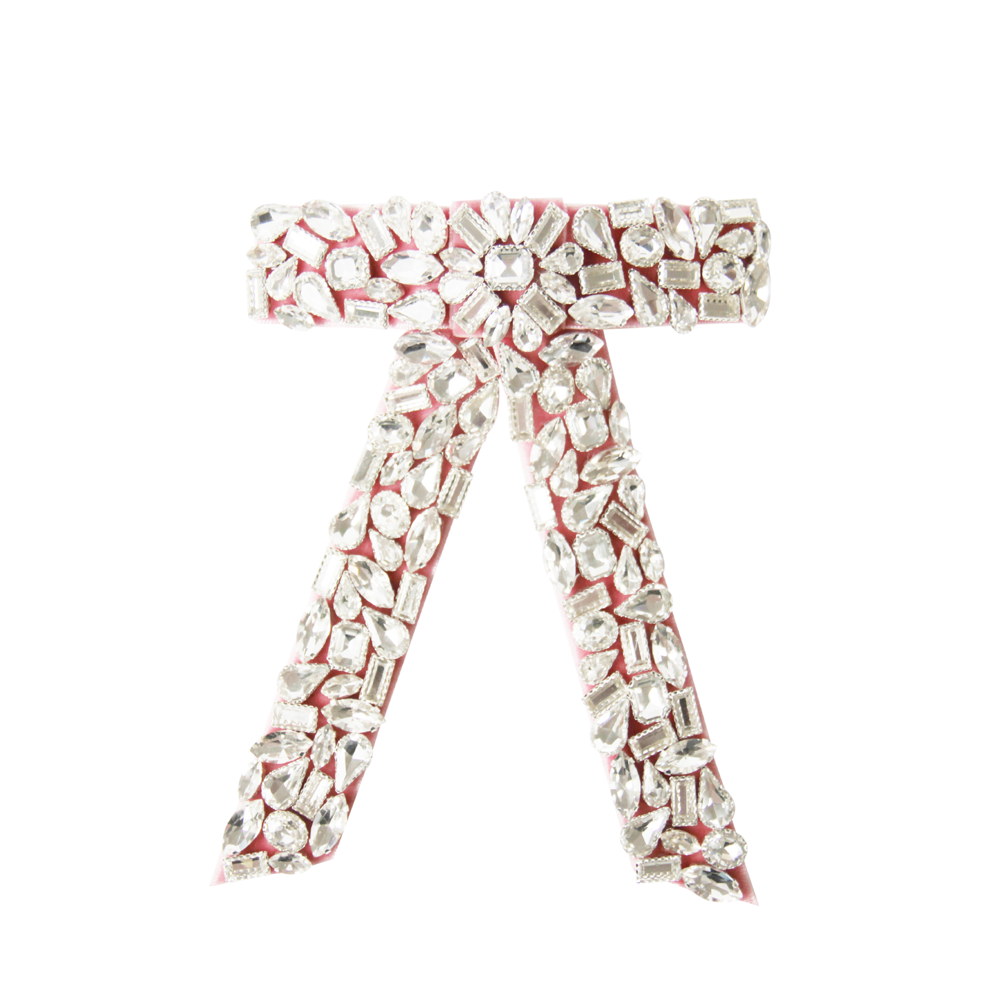 Pink Velvet and crystal hair bow on a white background