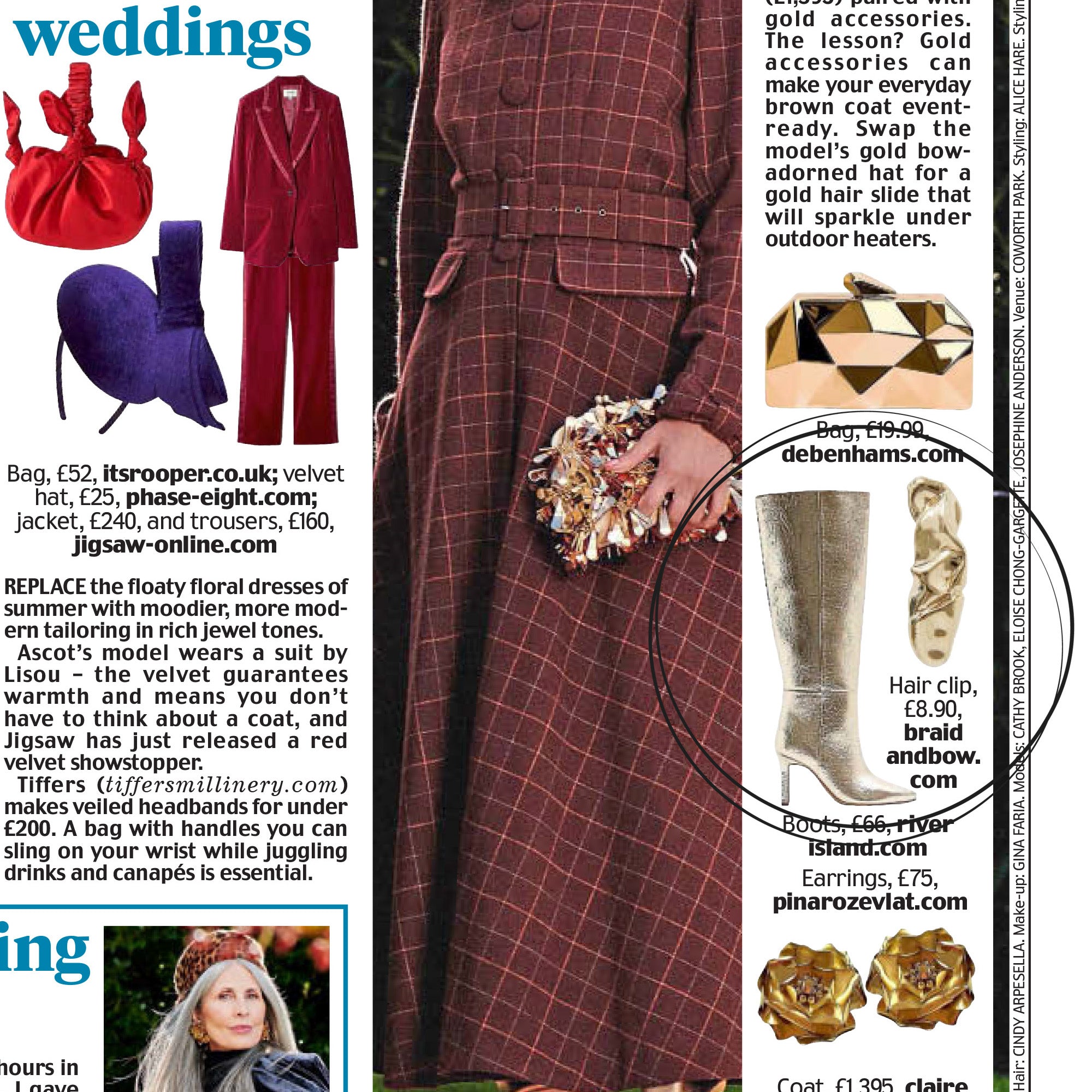 Daily Mail fashion feature, featuring Braid & Bow gold ripple hair barrette