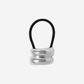 Glossy double silver ponytail holder with a black hair elastic 