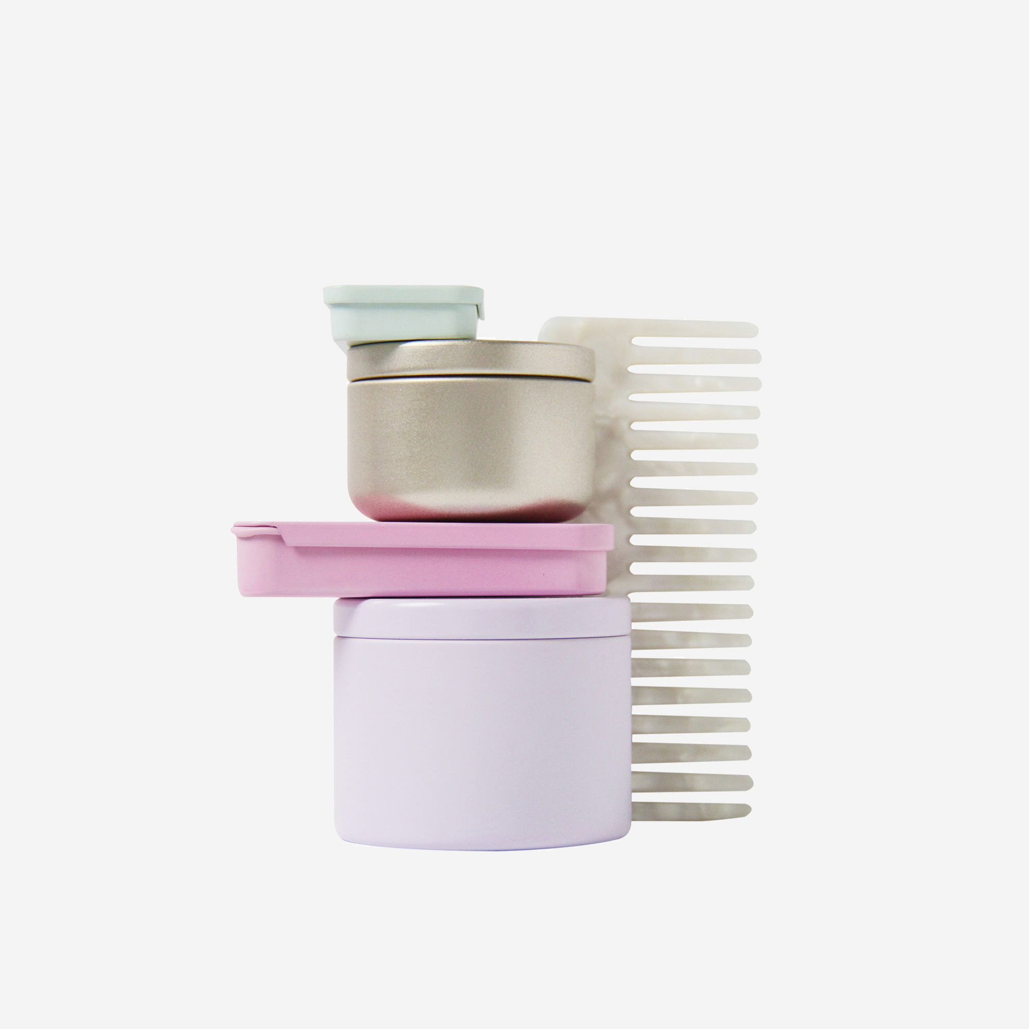 Curated pastel hair accessory gift set including non crease hair clips, mini hair claws, hair ties, kirby grips and a hair comb, in keepsake tins and packaged in a beautiful gift box.