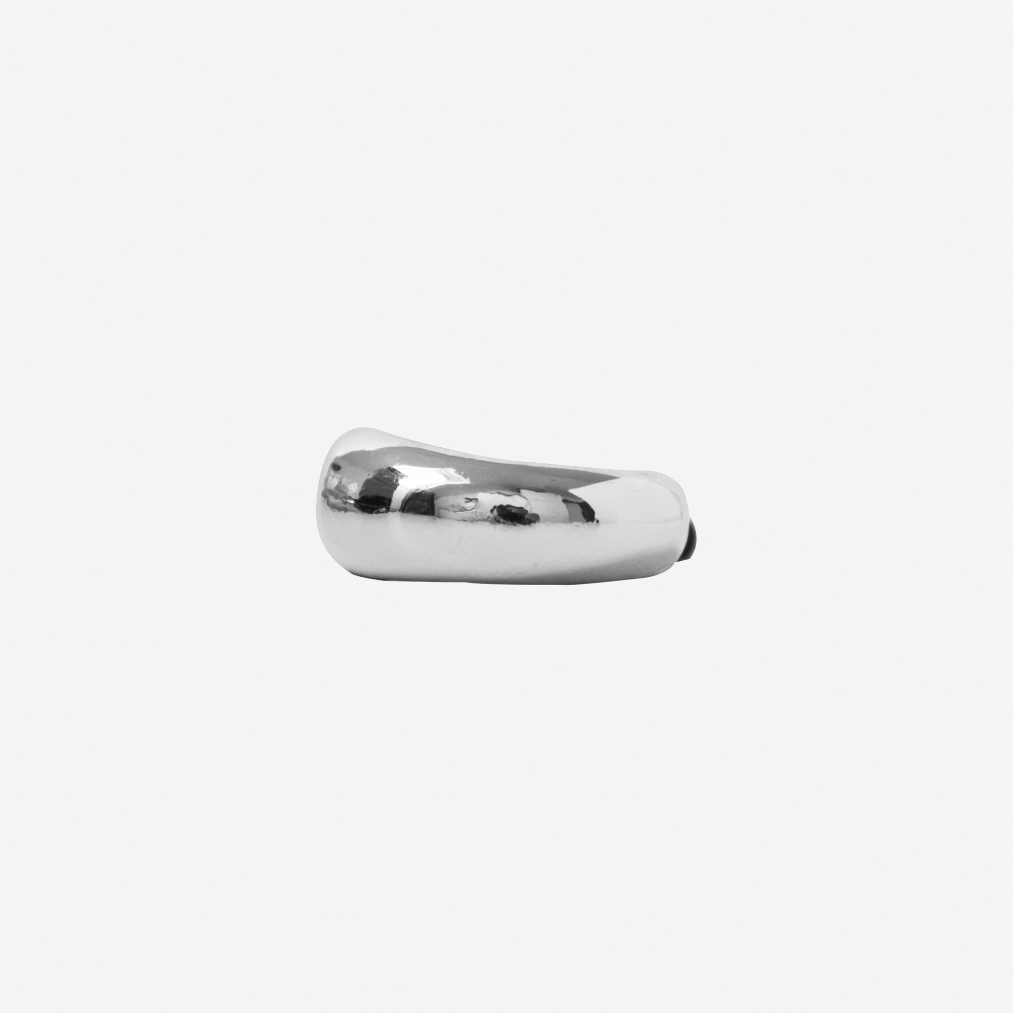 Glossy silver ponytail holder with a black hair elastic 