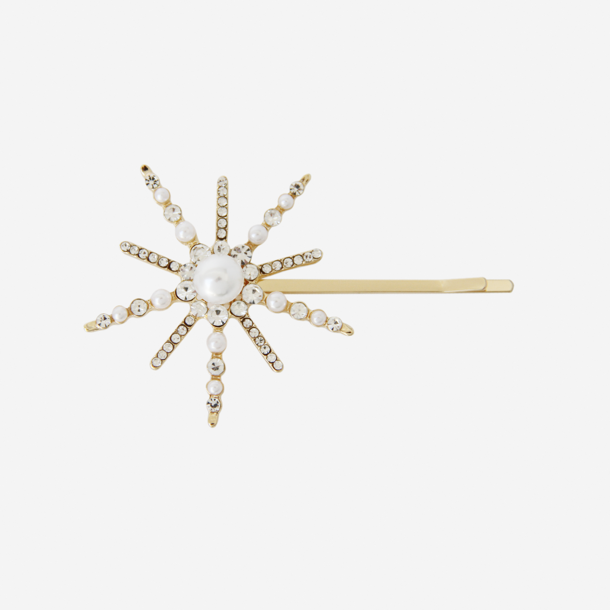 Gold & Pearl Crystal Star Hair Slide