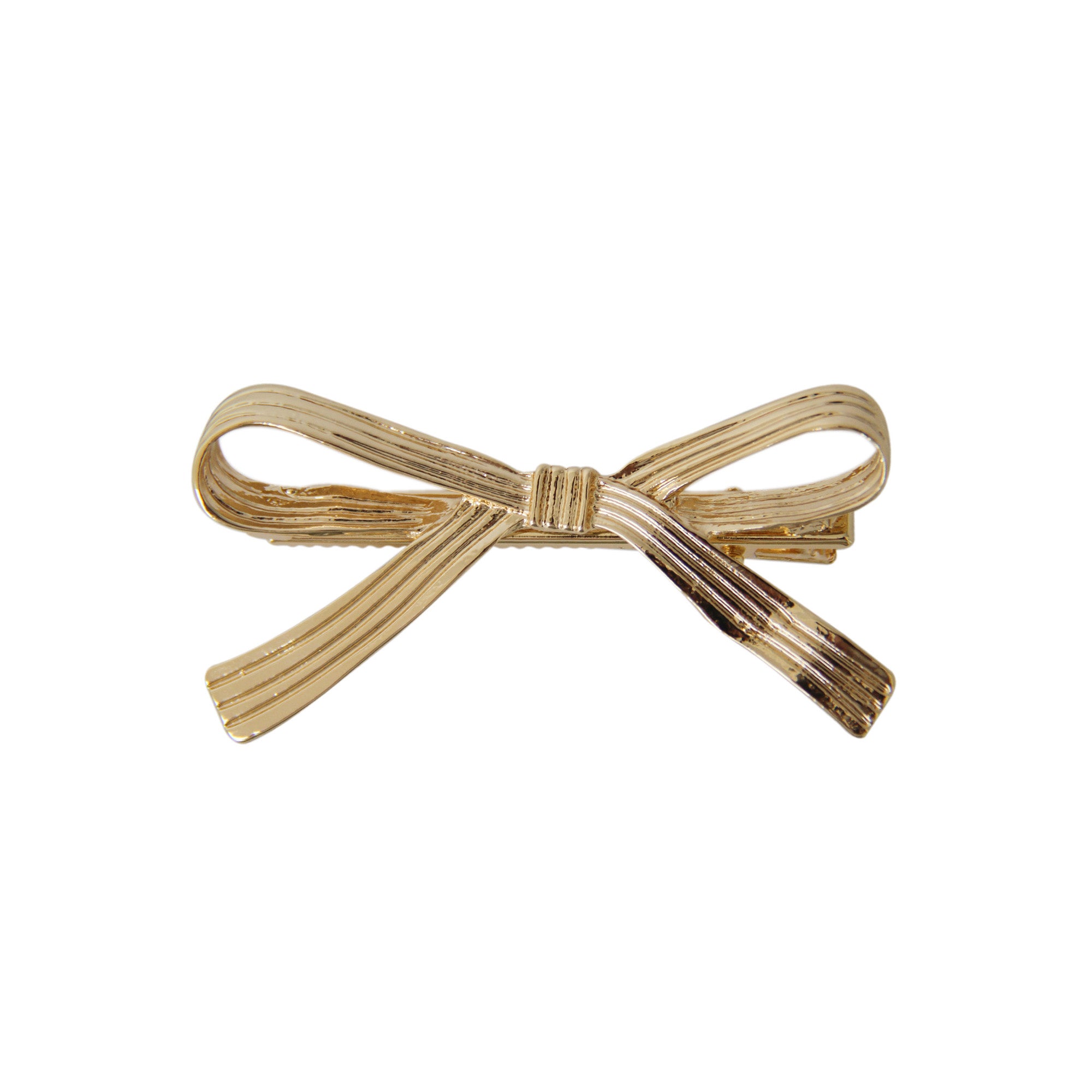 Gold Ribbon Bow Hair Clip