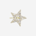 Gold and crystal hair clip on an off white background