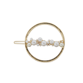 Gold circular hair clip with pearls on a white background