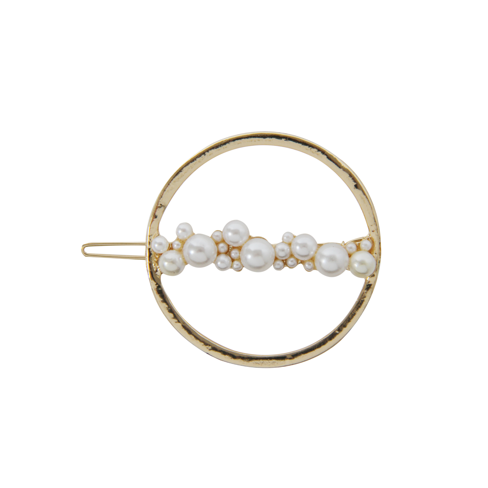 Gold and Pearl Round Hair Clip