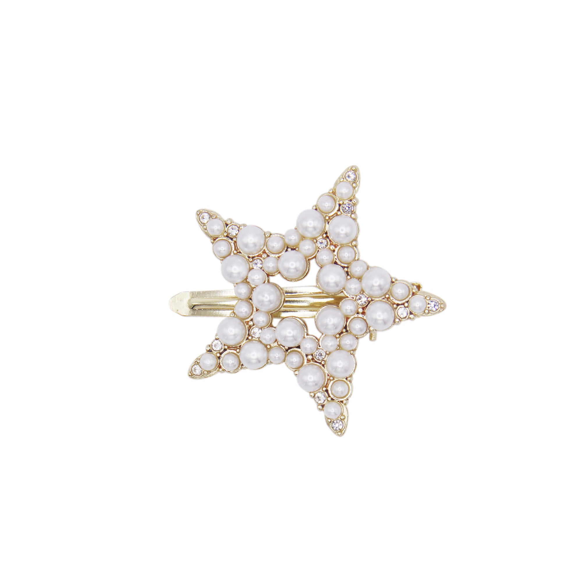 Gold and Pearl Star Hair Clip