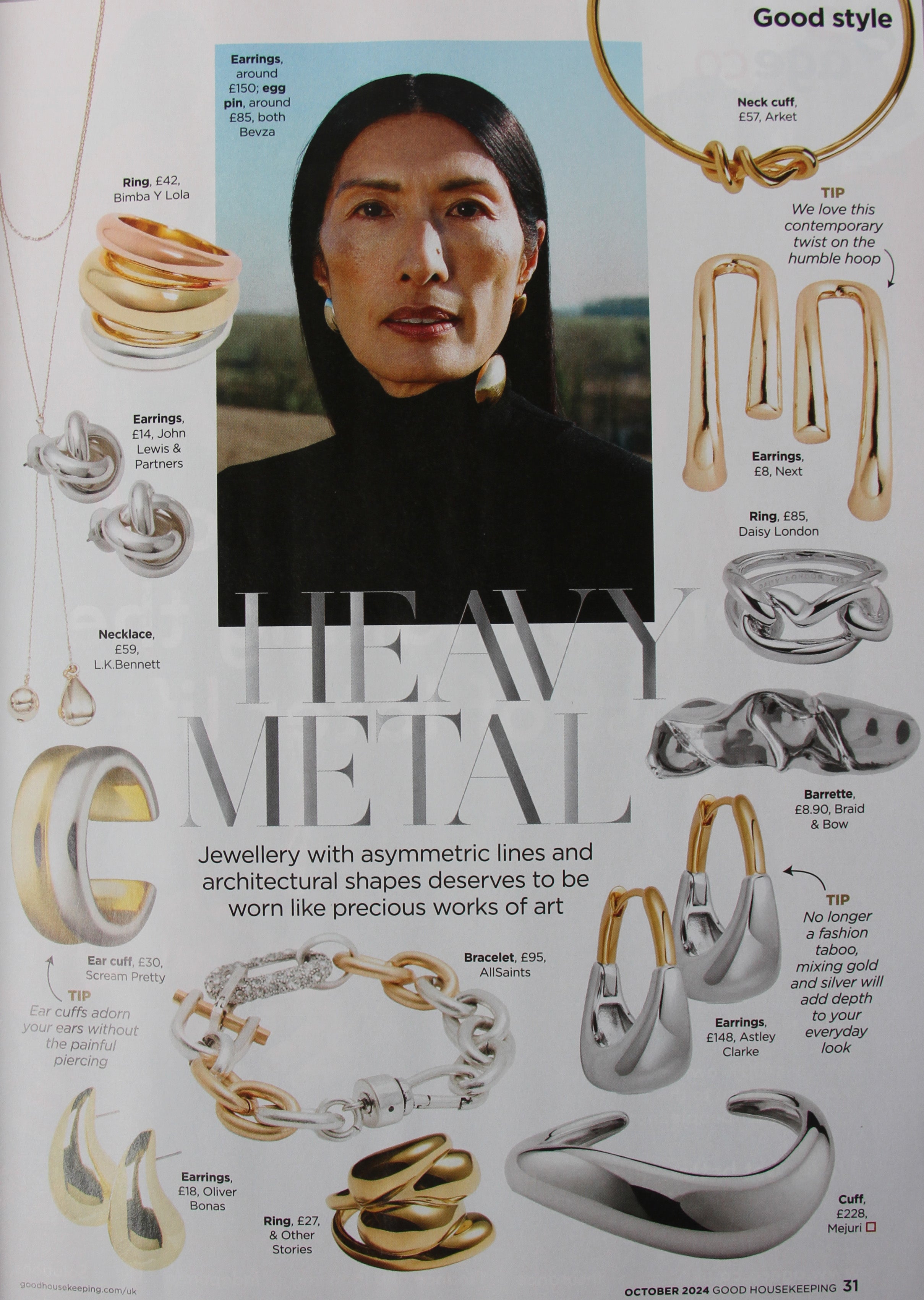 Good Housekeeping shopping page feauring braid & Bow Silver Ripple Hiar Clip