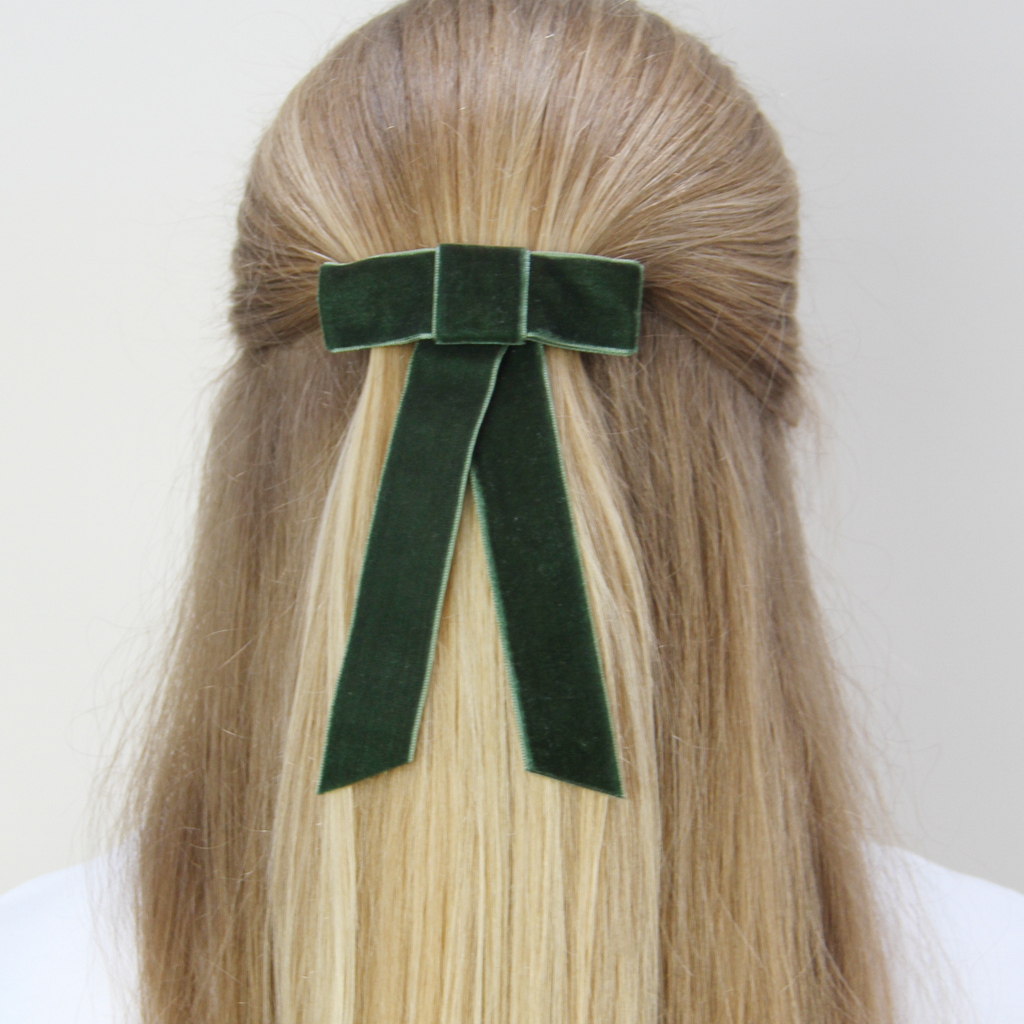 Green Velvet Hair Bow