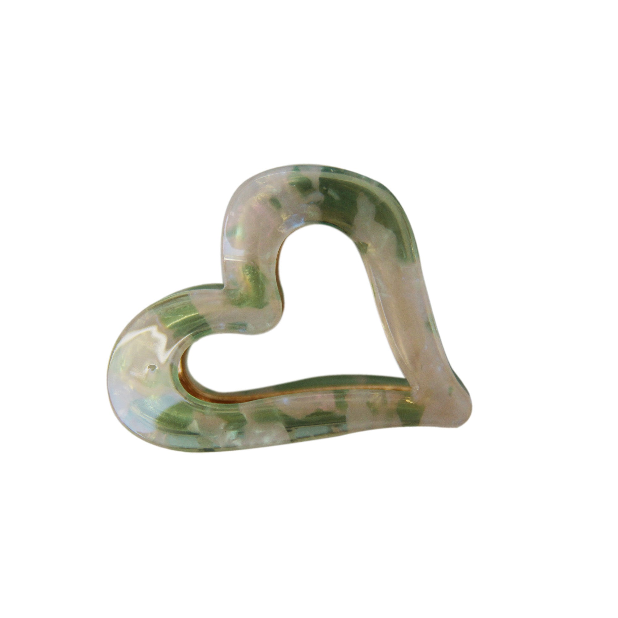Green Mix Heart Medium Hair Claw
