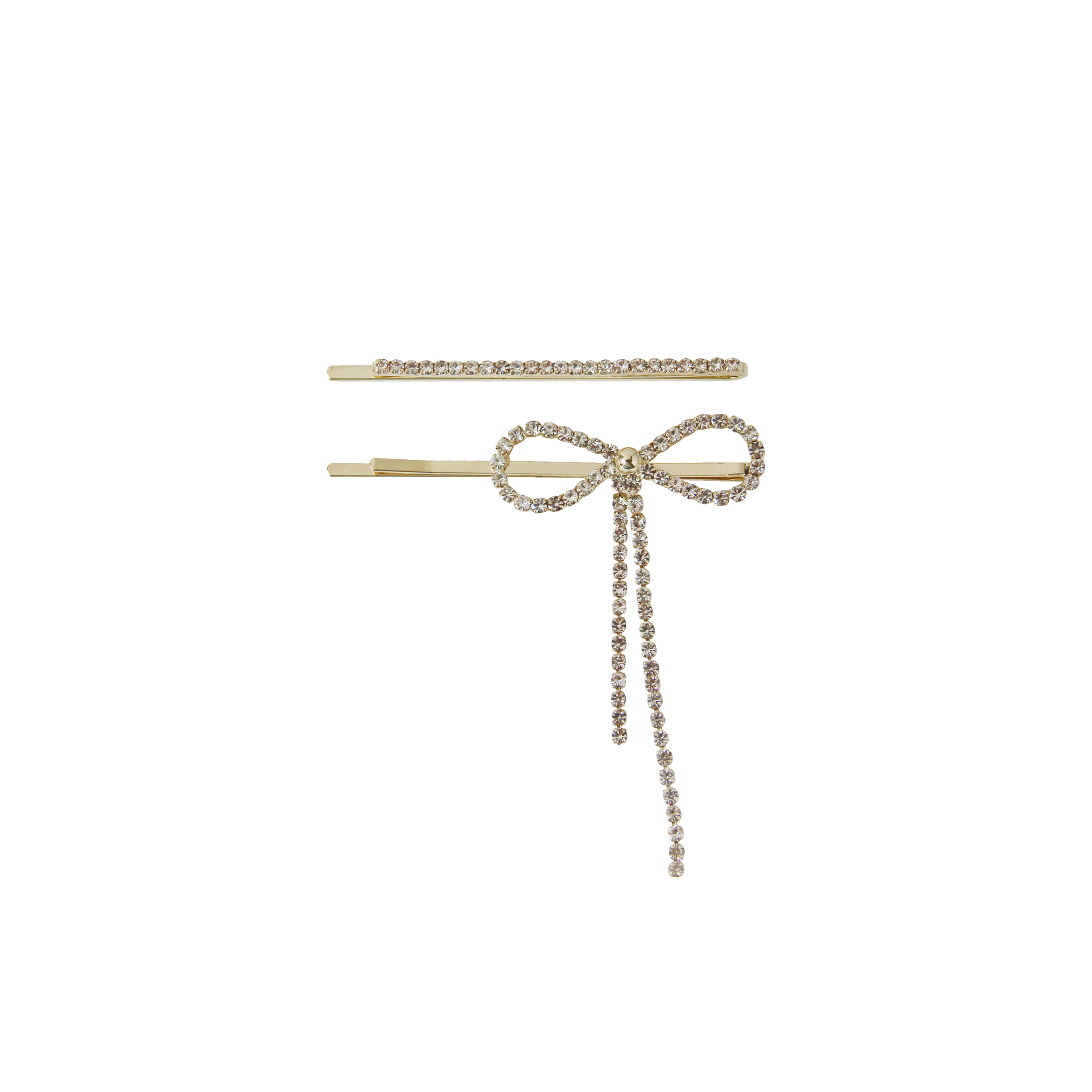 Set of 2 Crystal Bow Hair Slides