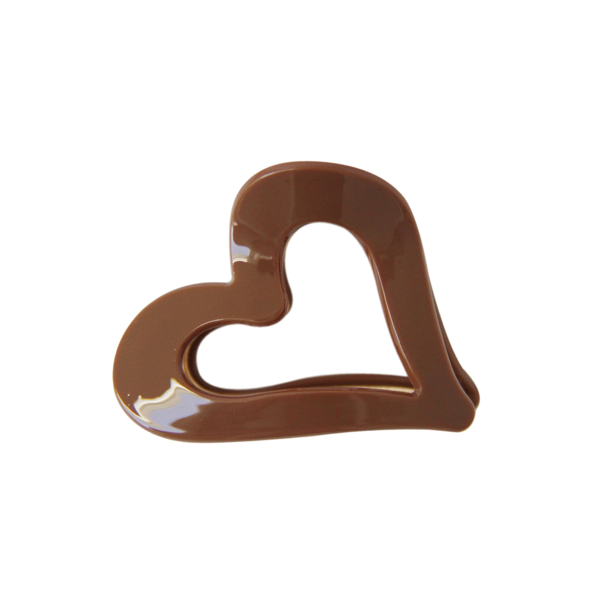 Brown Heart Medium Hair Claw