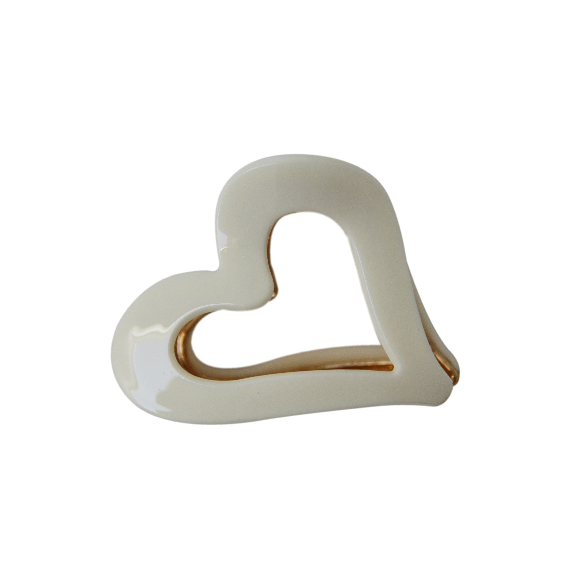 Cream Heart Medium Hair Claw