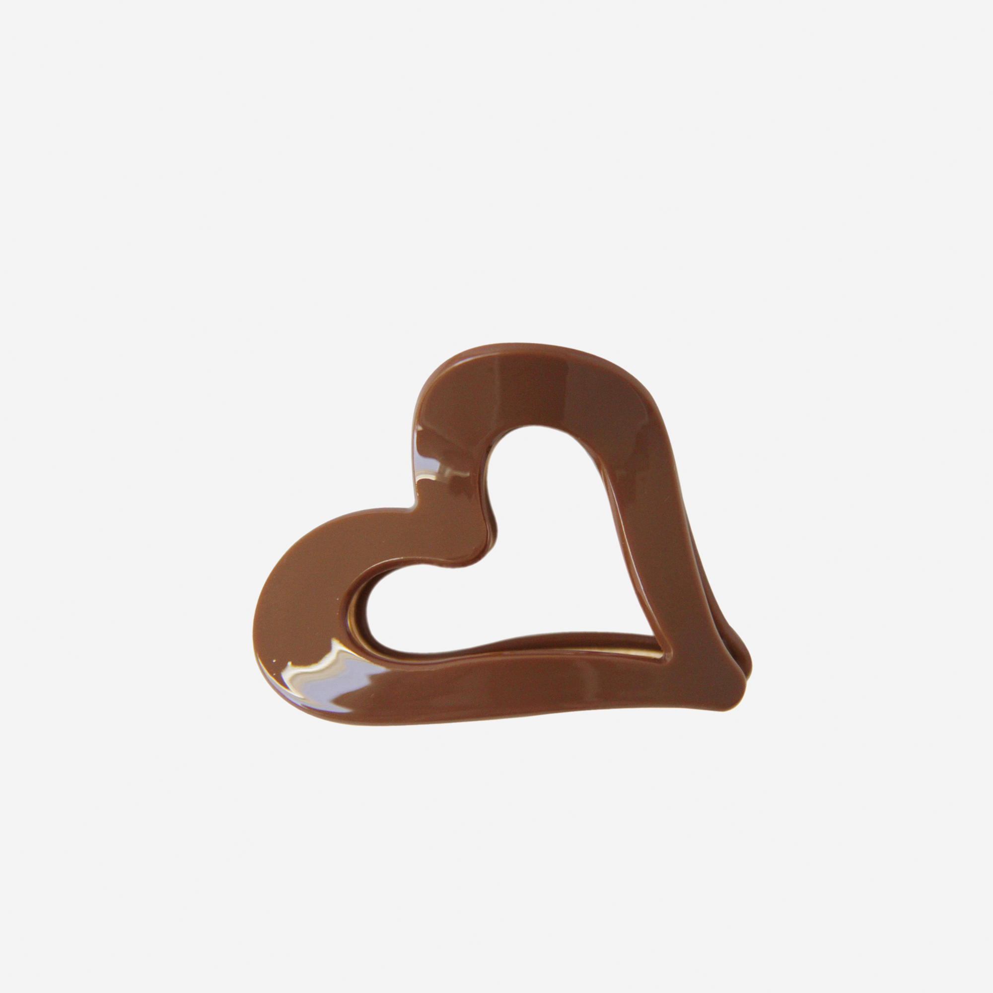 Brown Heart Medium Hair Claw