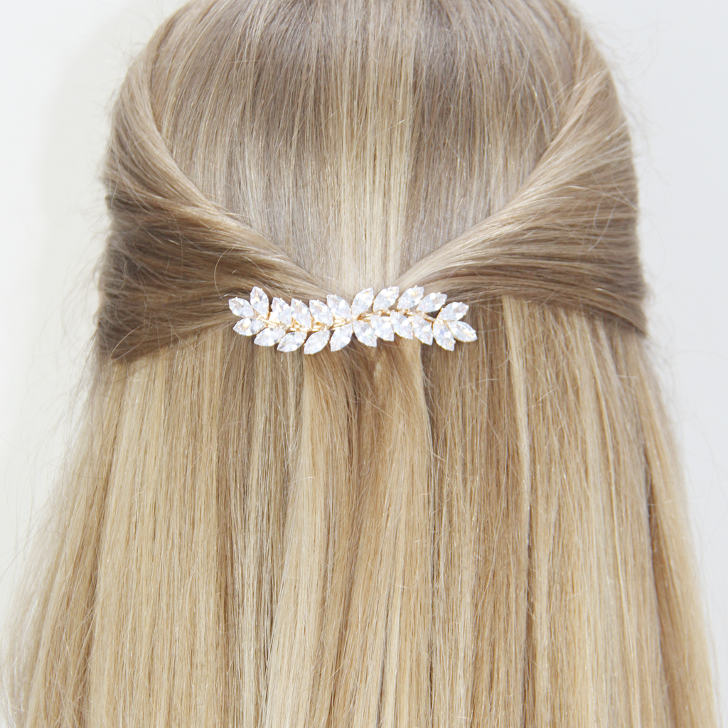Gold and Crystal Ivy Hair Barrette