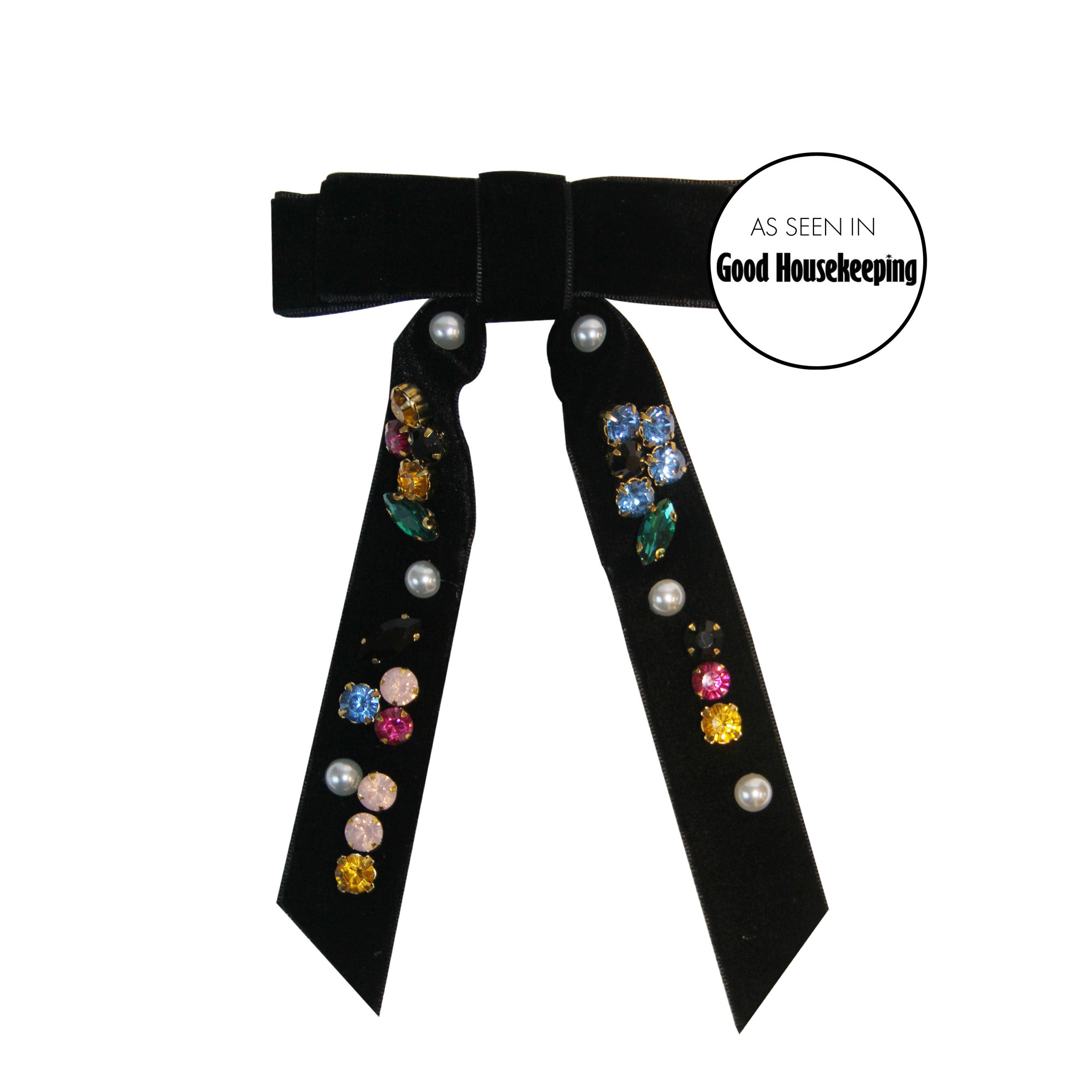 Black Velvet Jewelled Hair Bow