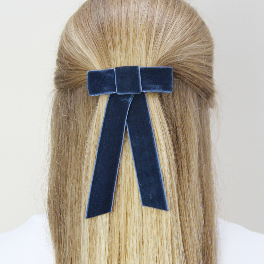 Blue Velvet Hair Bow