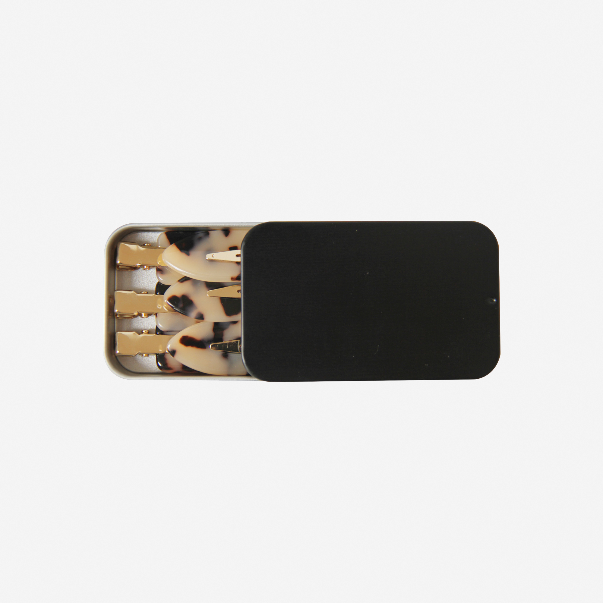 Non Crease Hair Clips in Black Tin