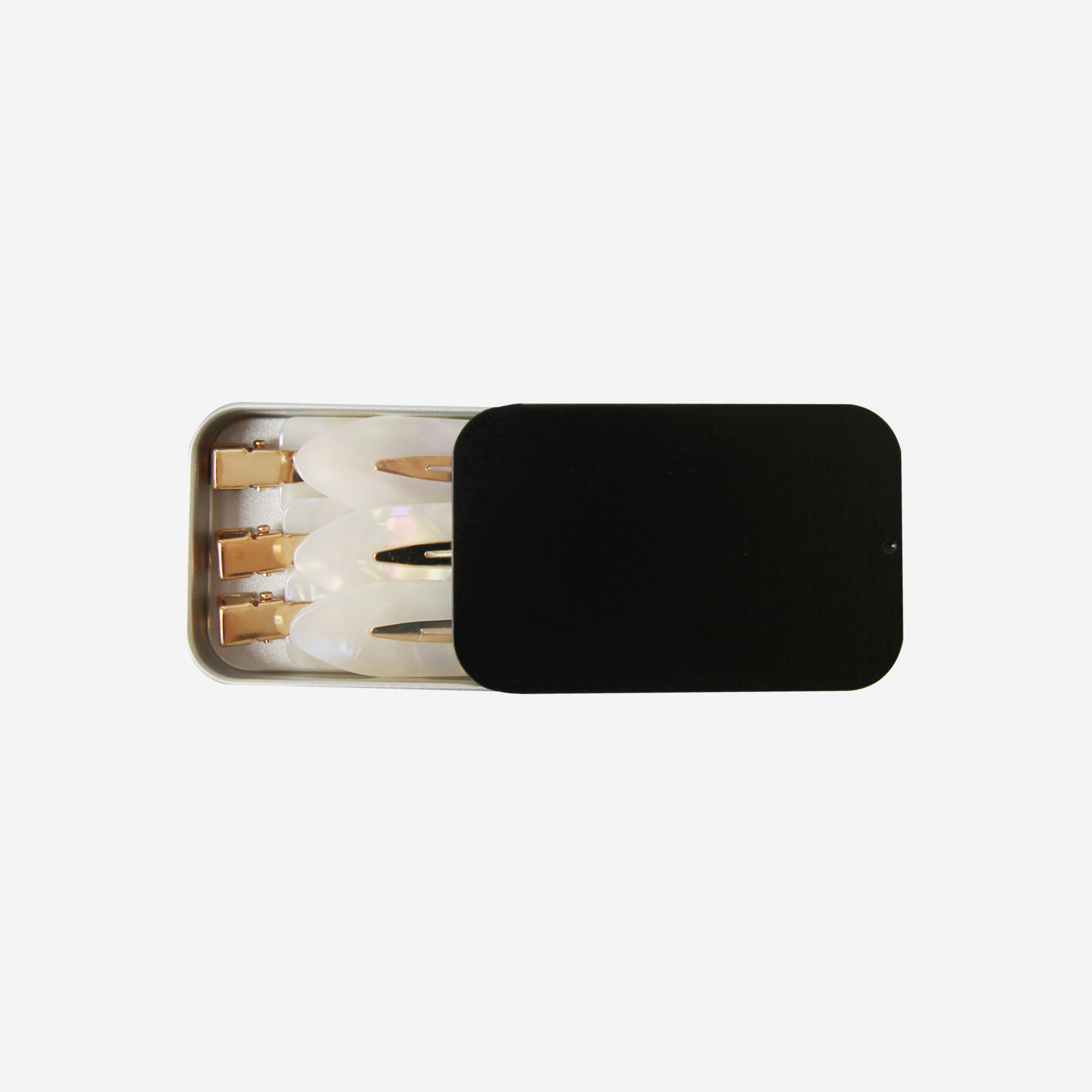 Non Crease Hair Clips in Black Tin