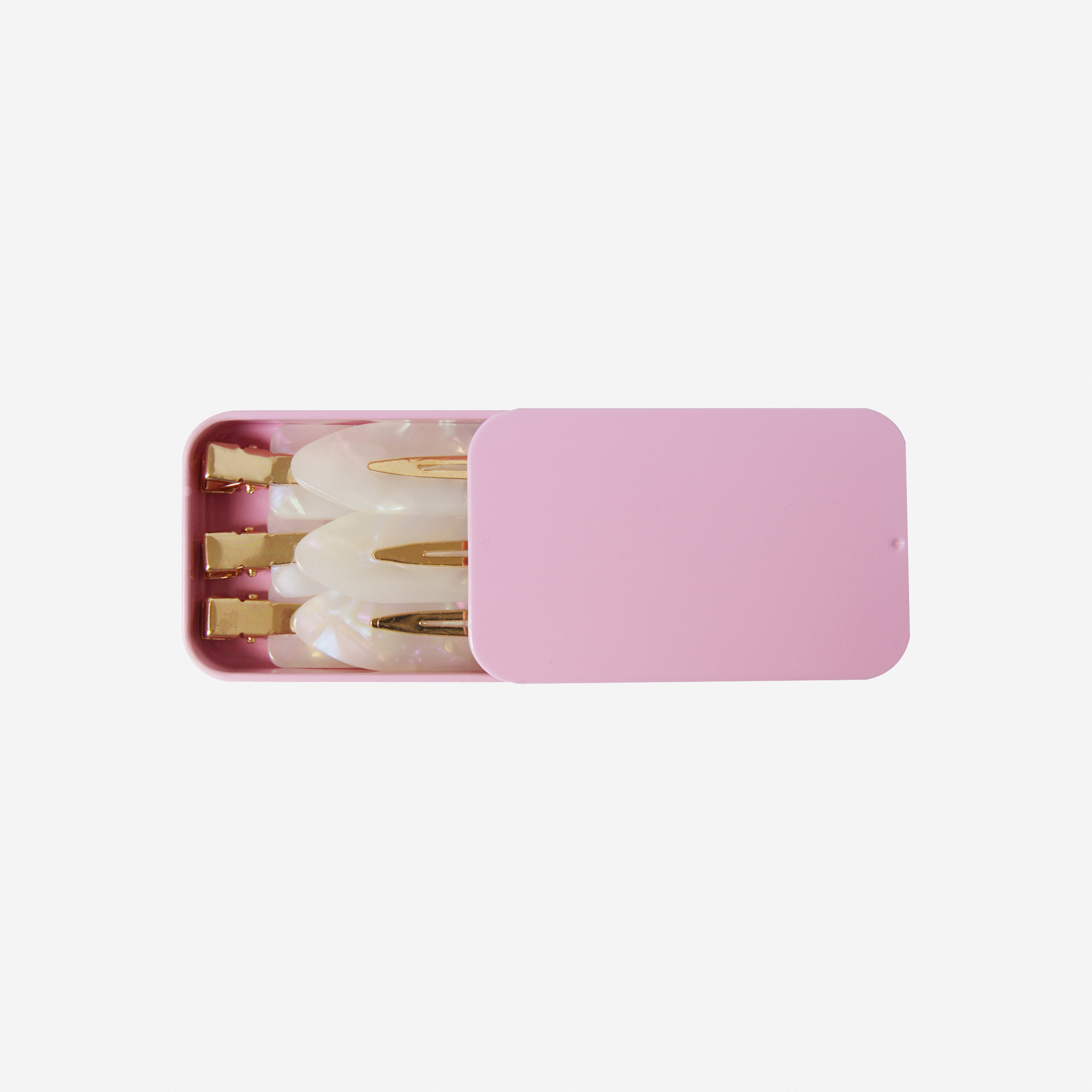 Non Crease Hair Clips in Pink Tin