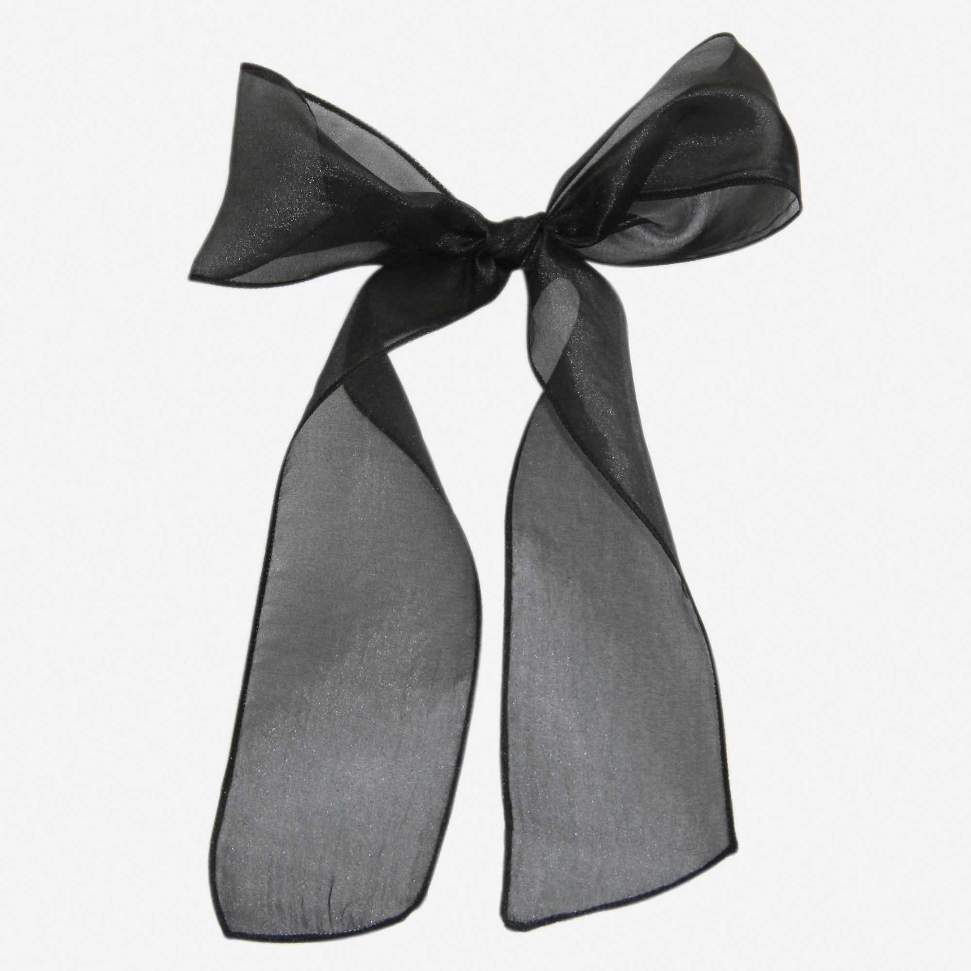 Silk Organza Black Hair Ribbon Bow