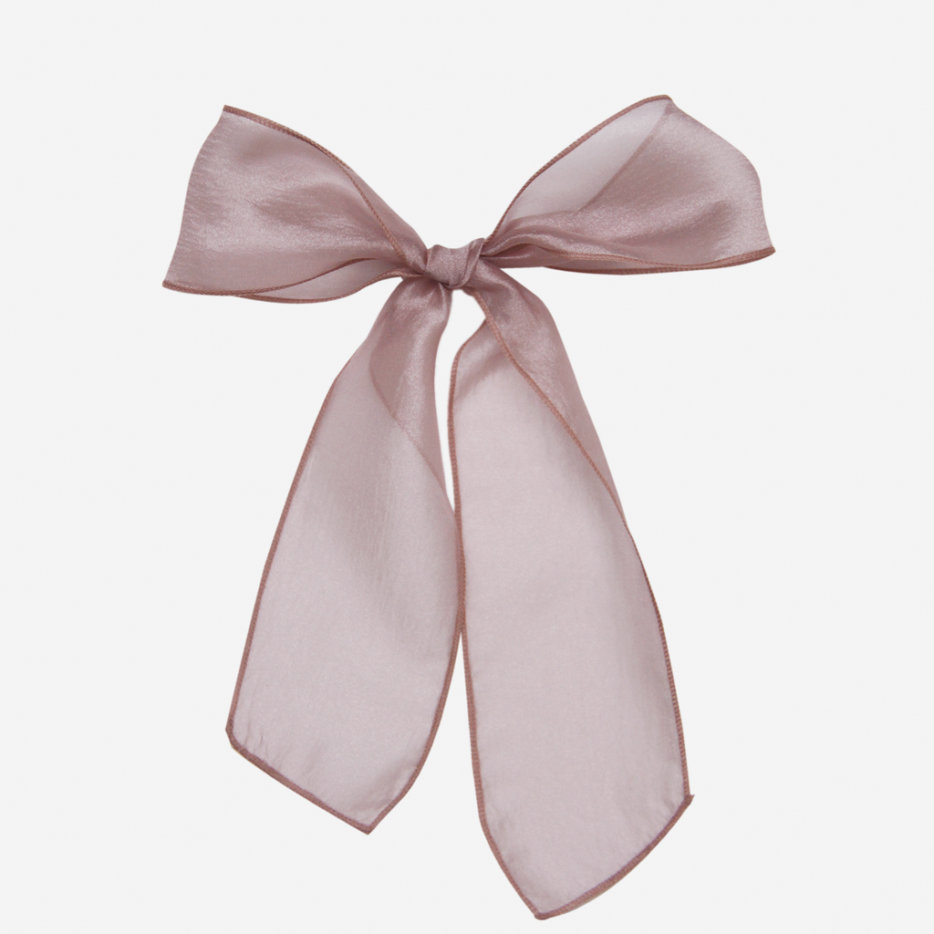 Silk Organza Dusky Pink Hair Ribbon Bow