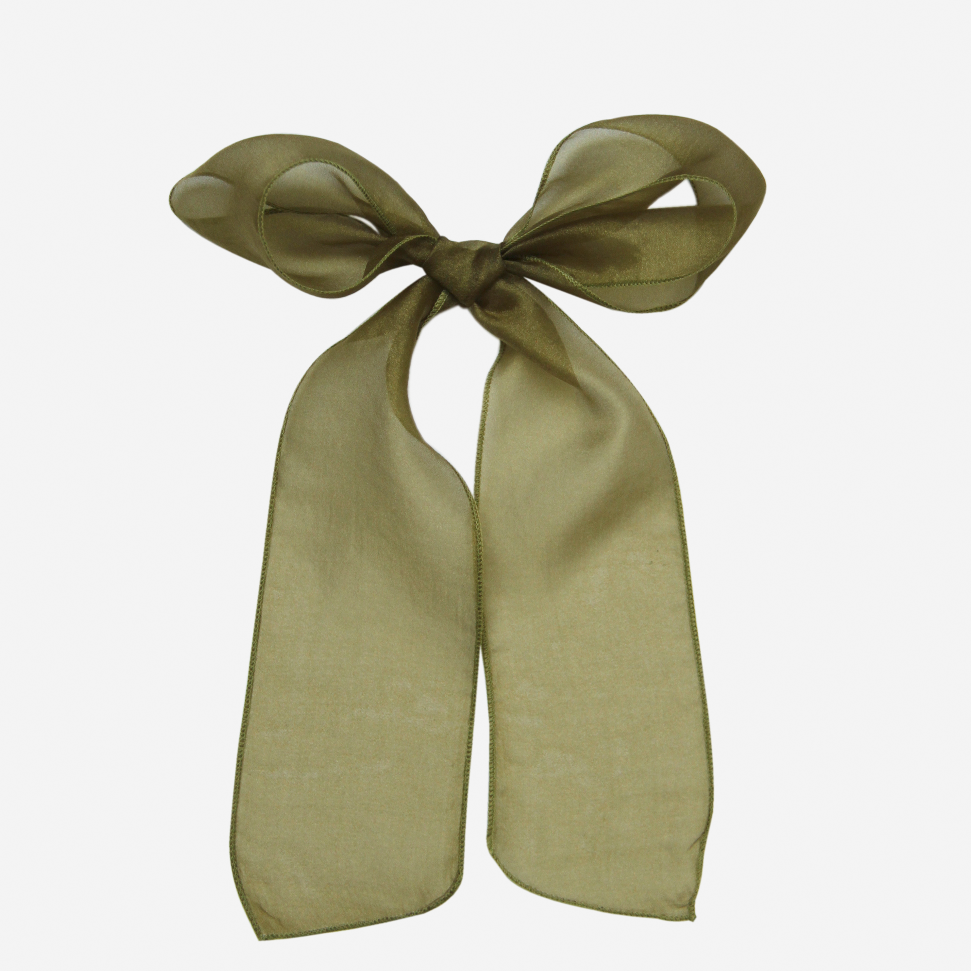 Silk Organza Olive Green Hair Ribbon Bow
