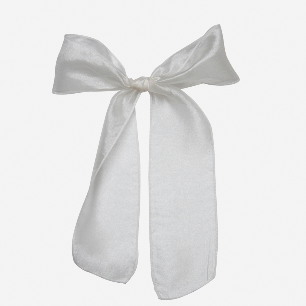 Silk Organza White Hair Ribbon Bow