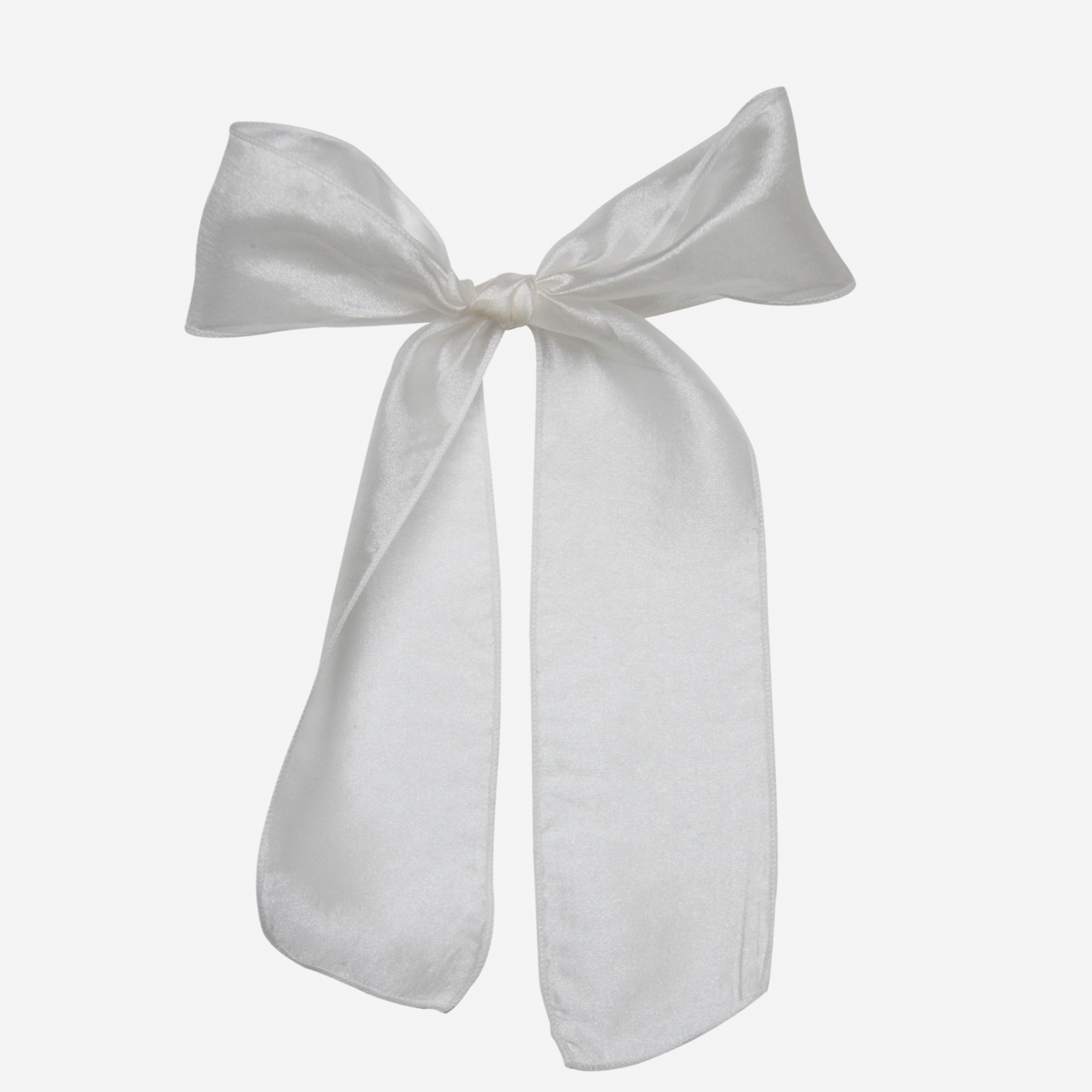 Silk Organza White Hair Ribbon Bow