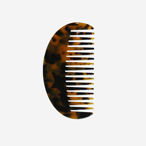 Oval dark tortoiseshell wide tooth resin hair comb that's great for detangling and styling