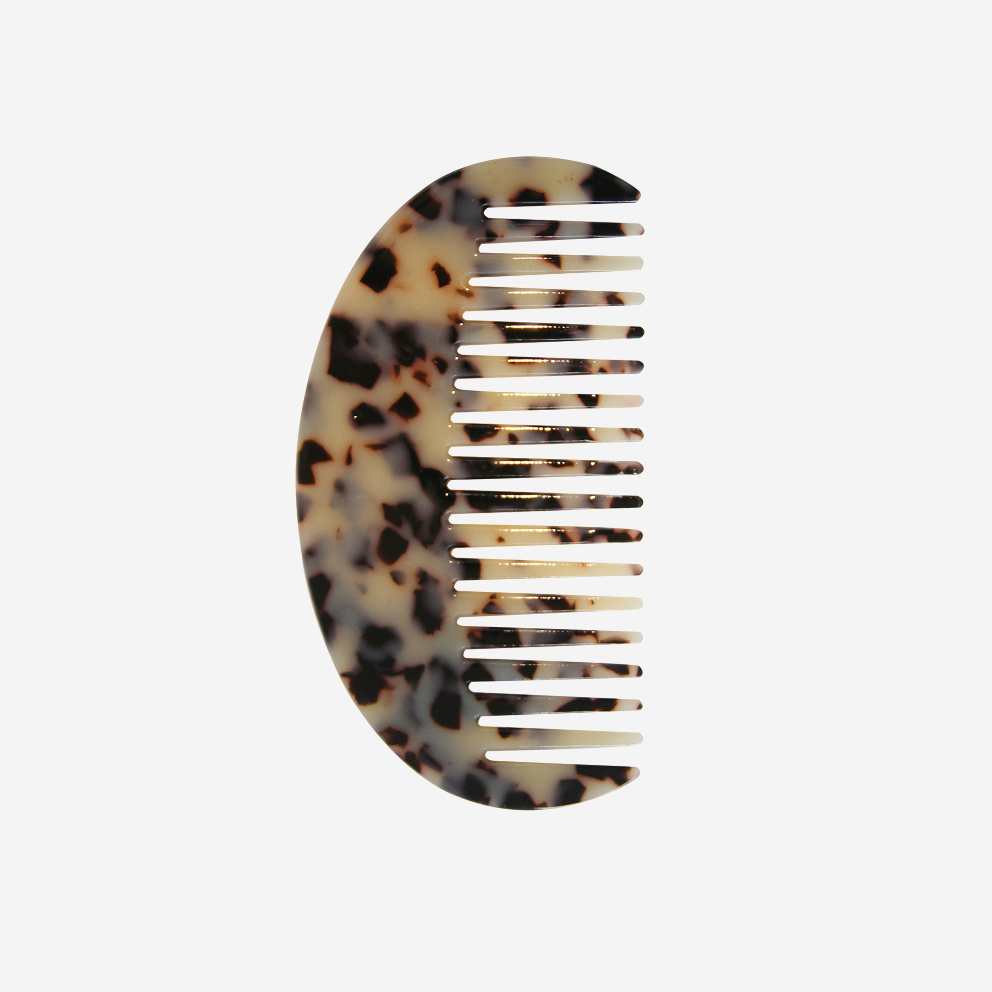 Oval light tortoiseshell wide tooth resin hair comb that's great for detangling and styling