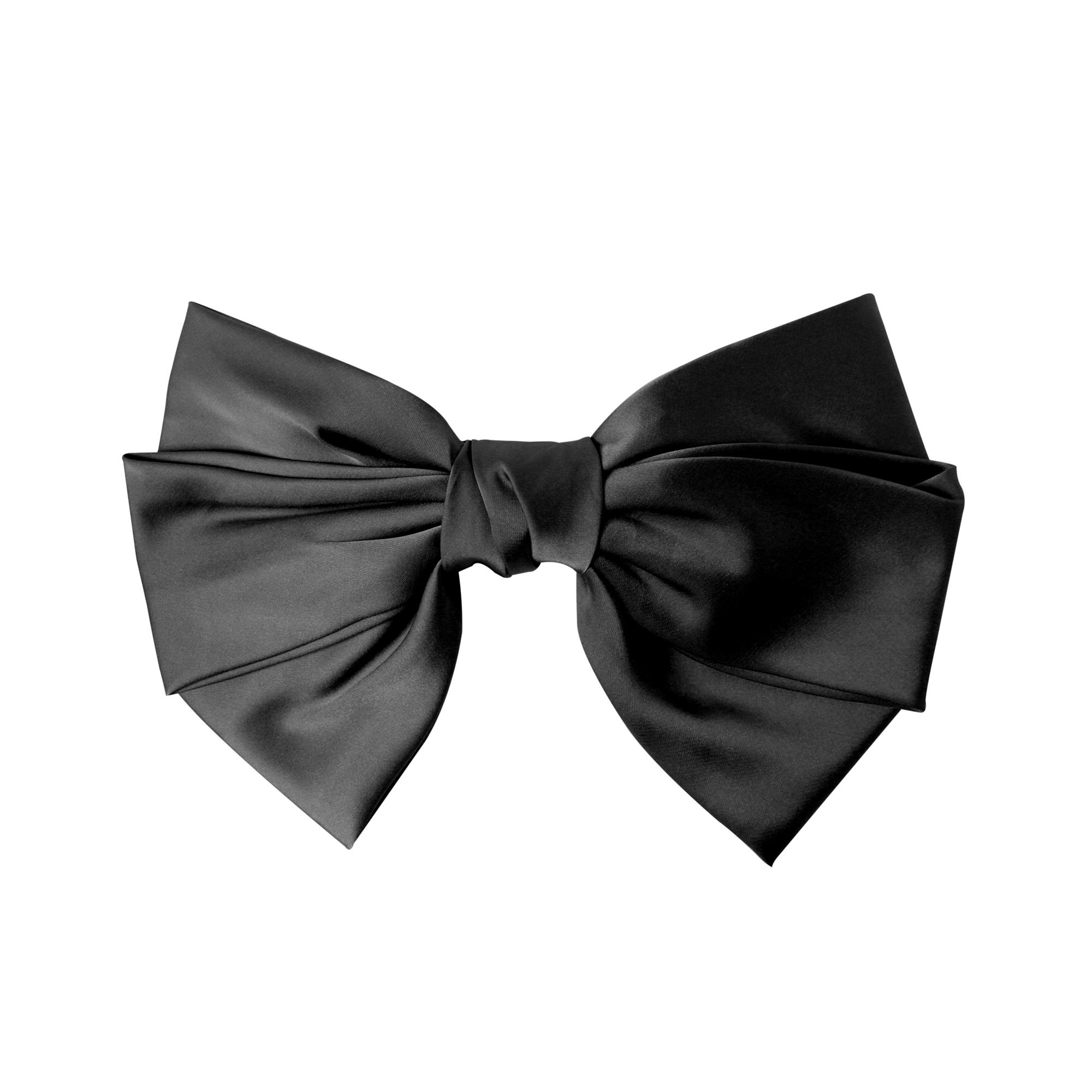 Oversized black hair bow on a white background