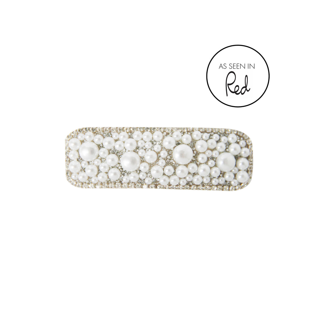 Pearl & Crystal Rectangle Snap Hair Clip