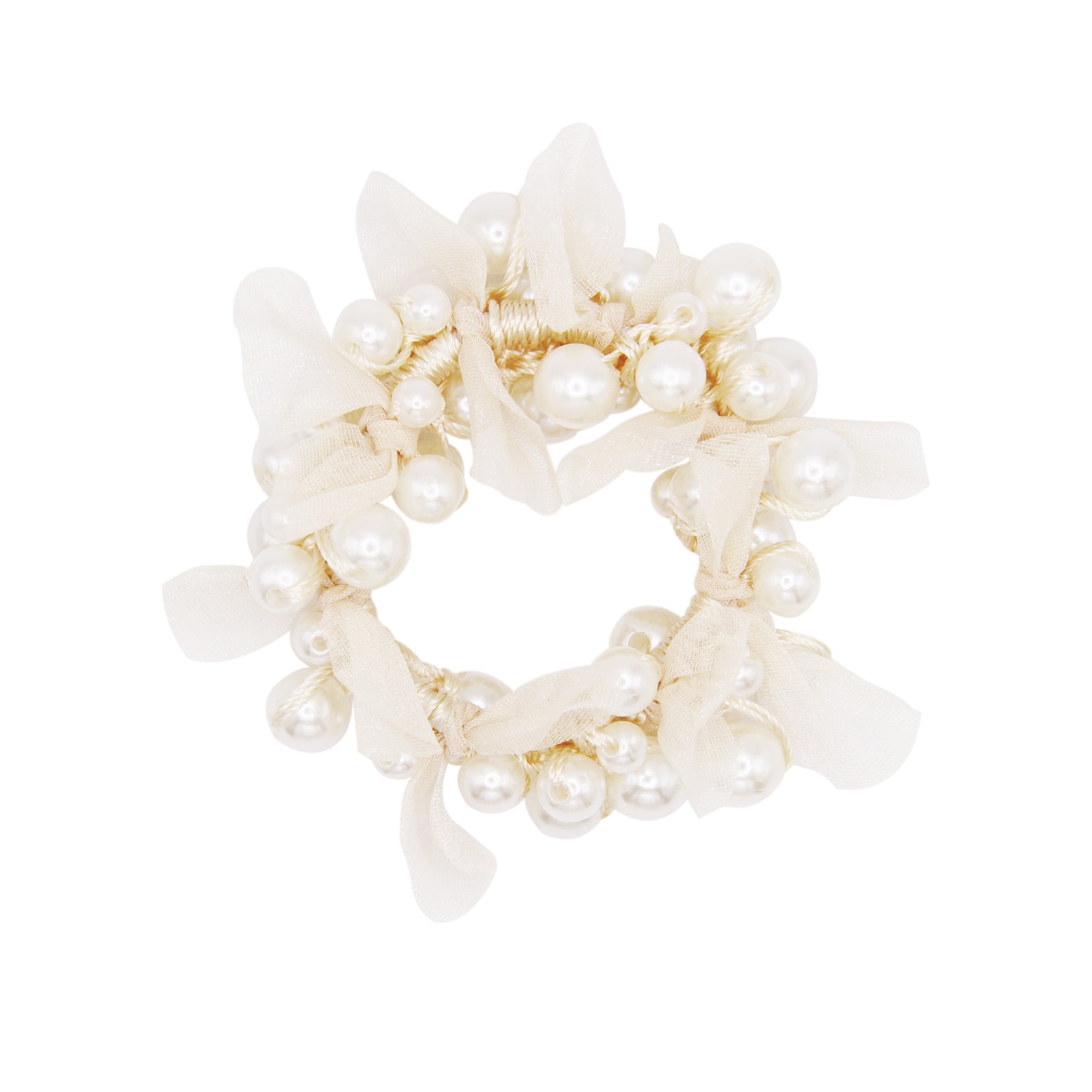 Pearl & Organza Beaded Hair Tie