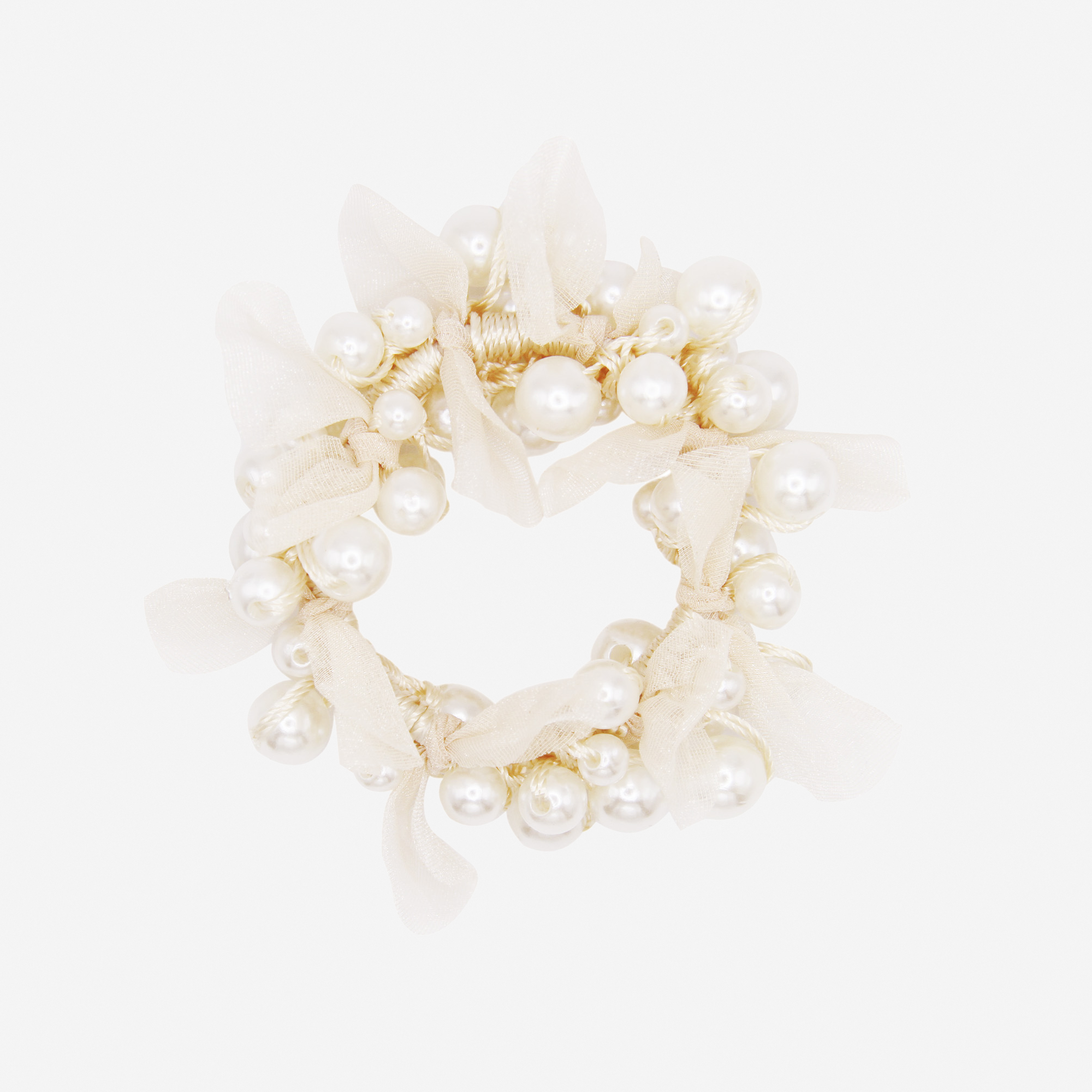 Pearl & Organza Beaded Hair Tie