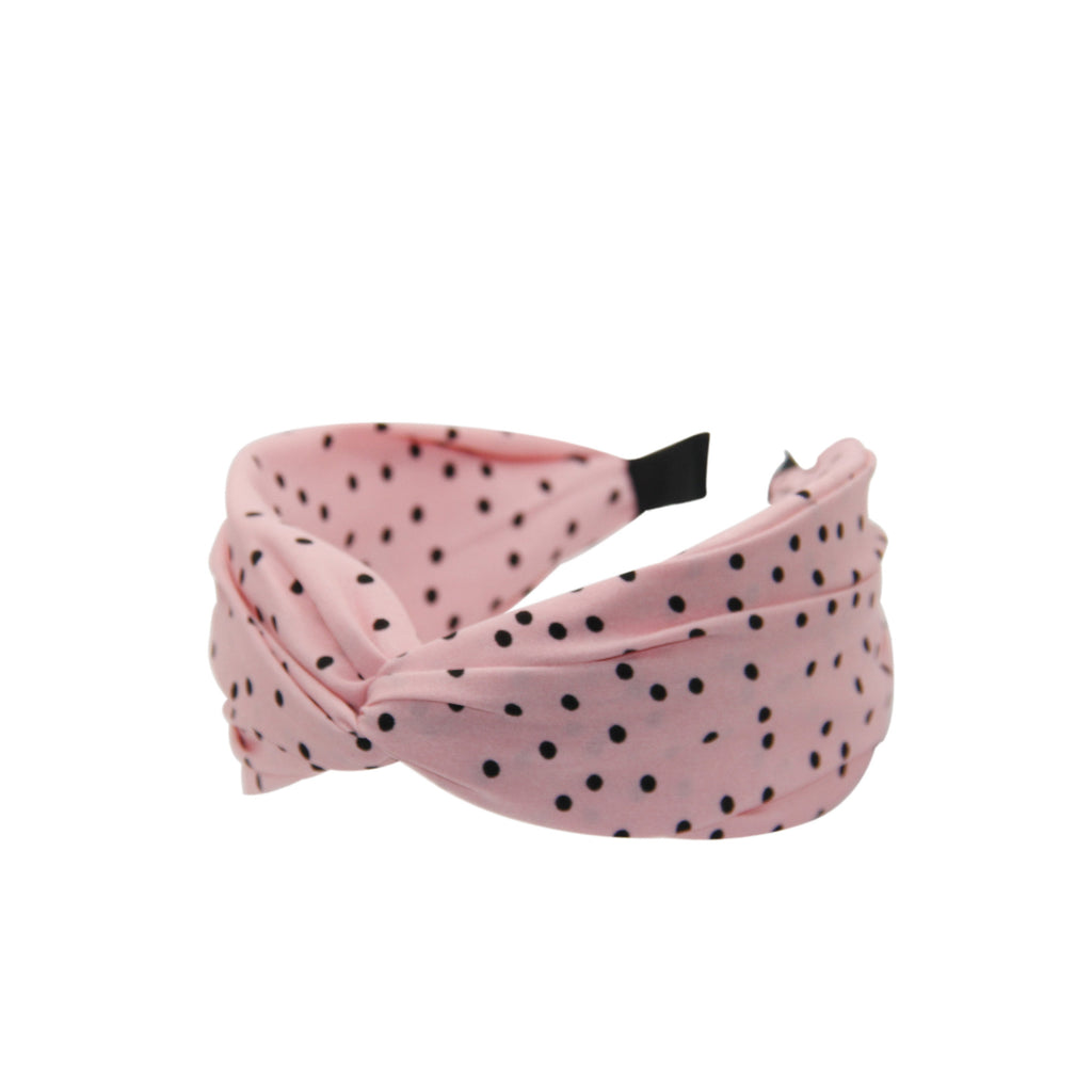 Pink Polka Dot Twist Headband