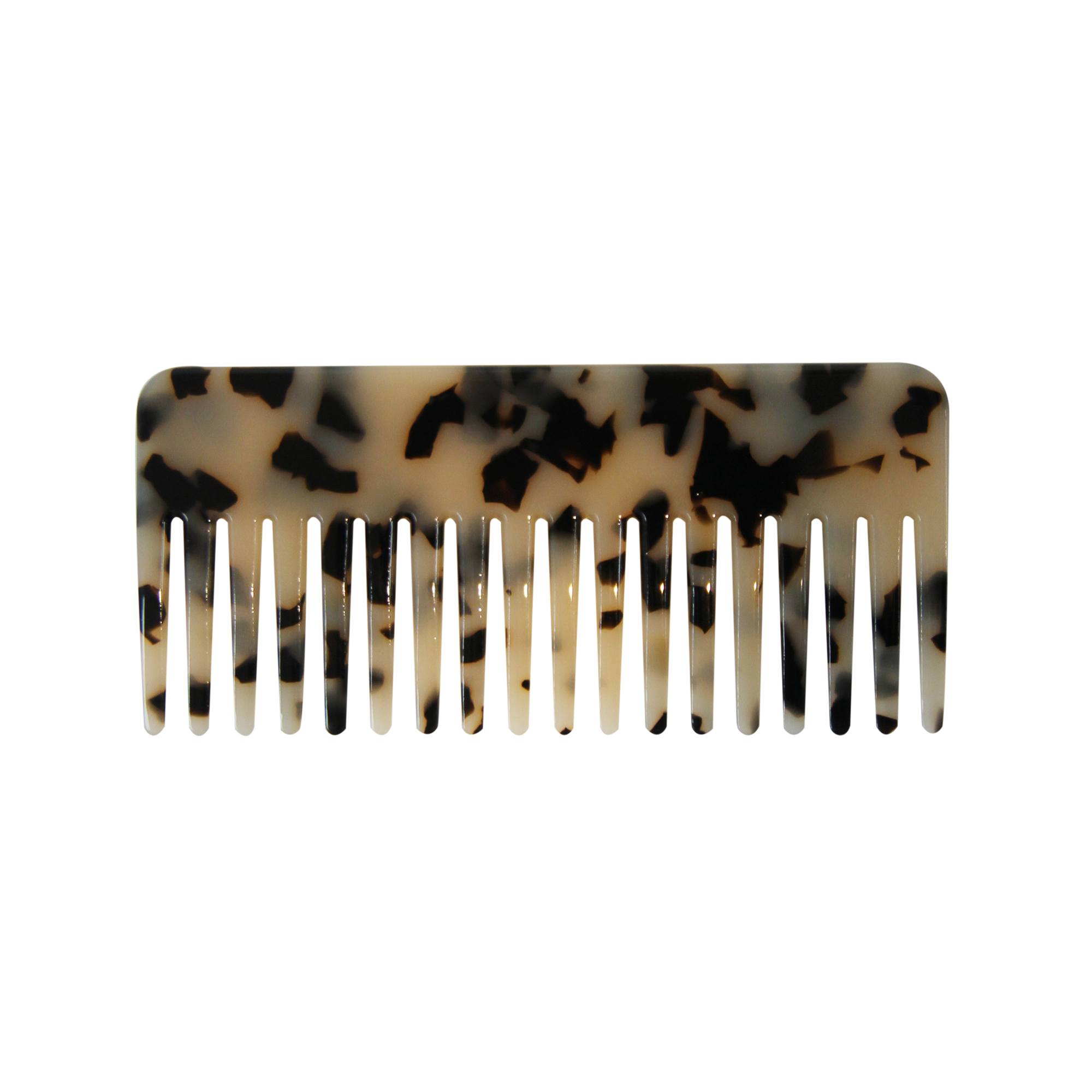 Light tortoiseshell rectangle hair comb on a white background