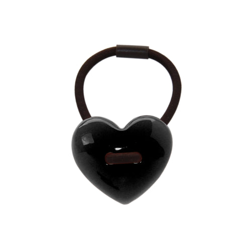 Black Resin Heart hair tie  on a white background