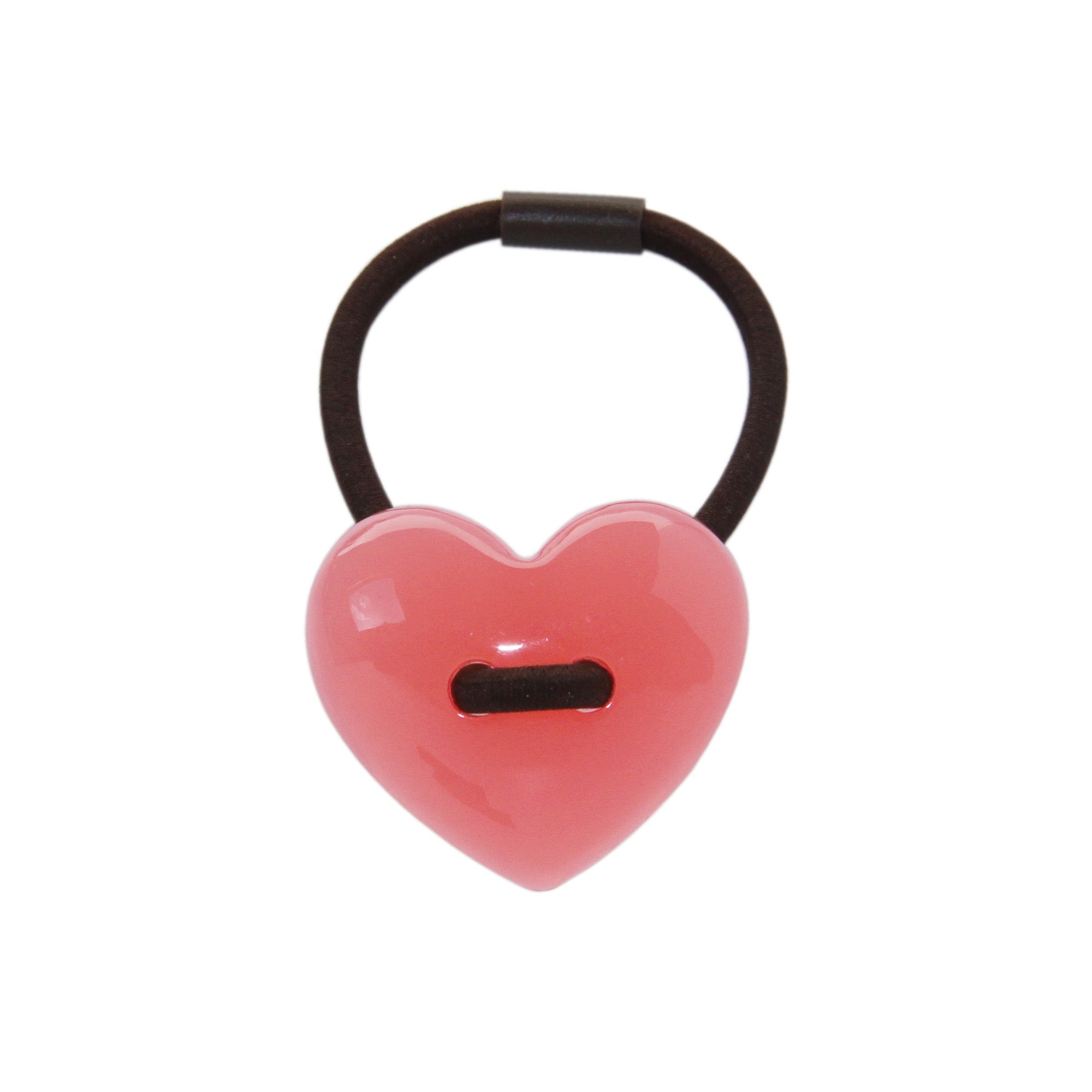 Pink Resin Heart hair tie  on a white background