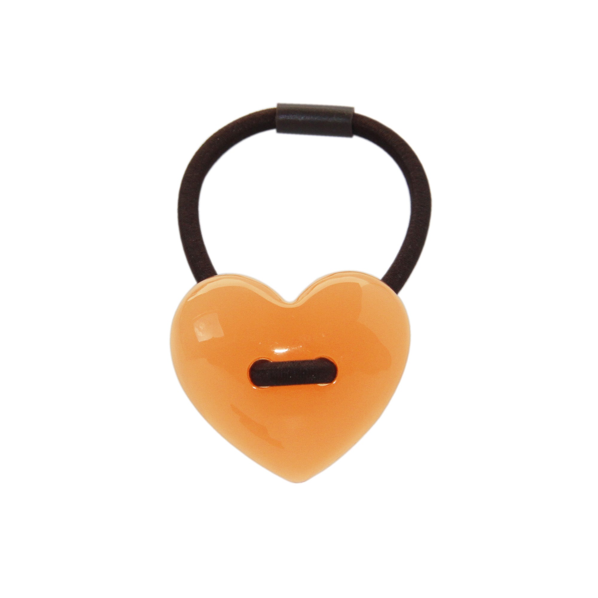Mustard yellow Resin Heart hair tie  on a white background