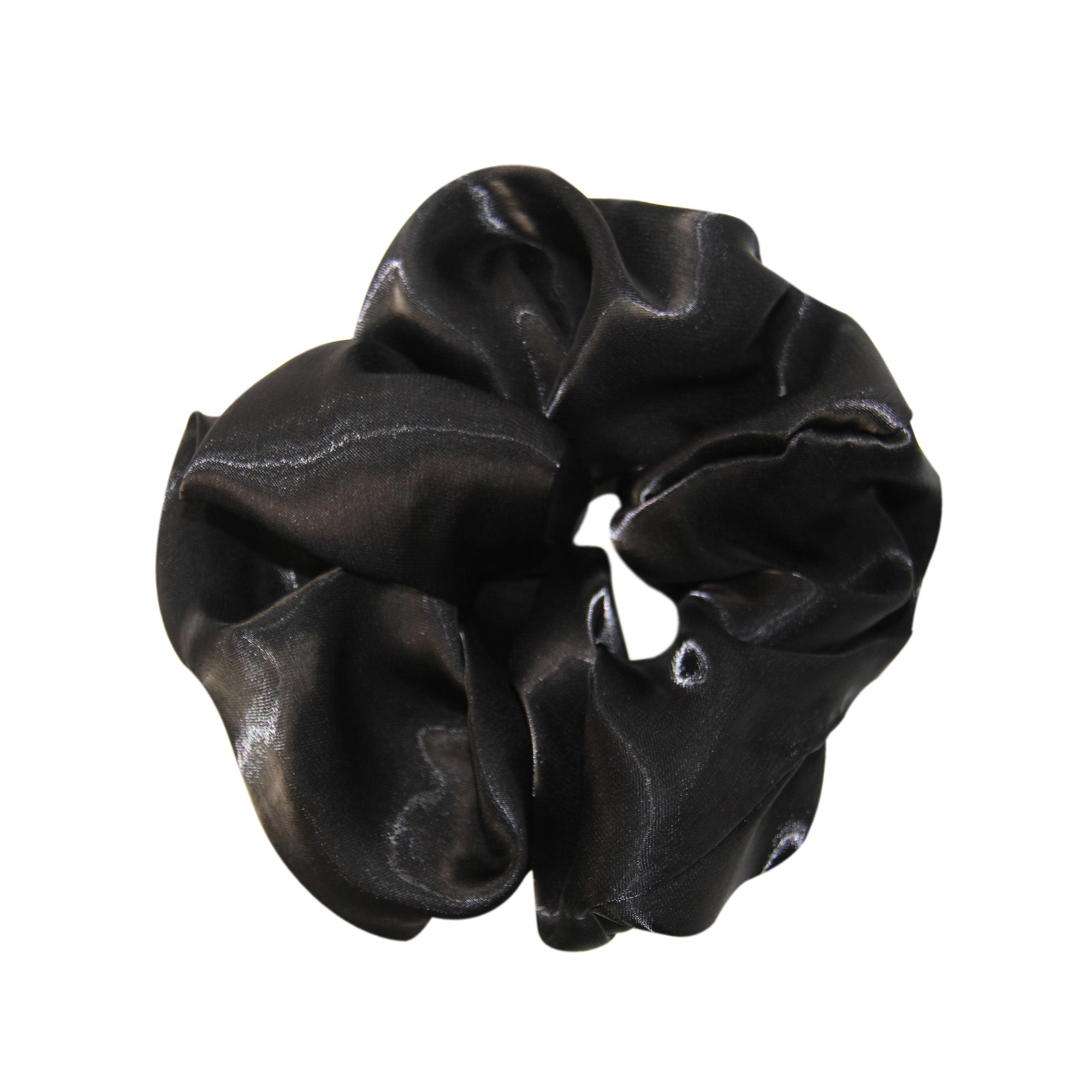 Black scrunchie on a white background