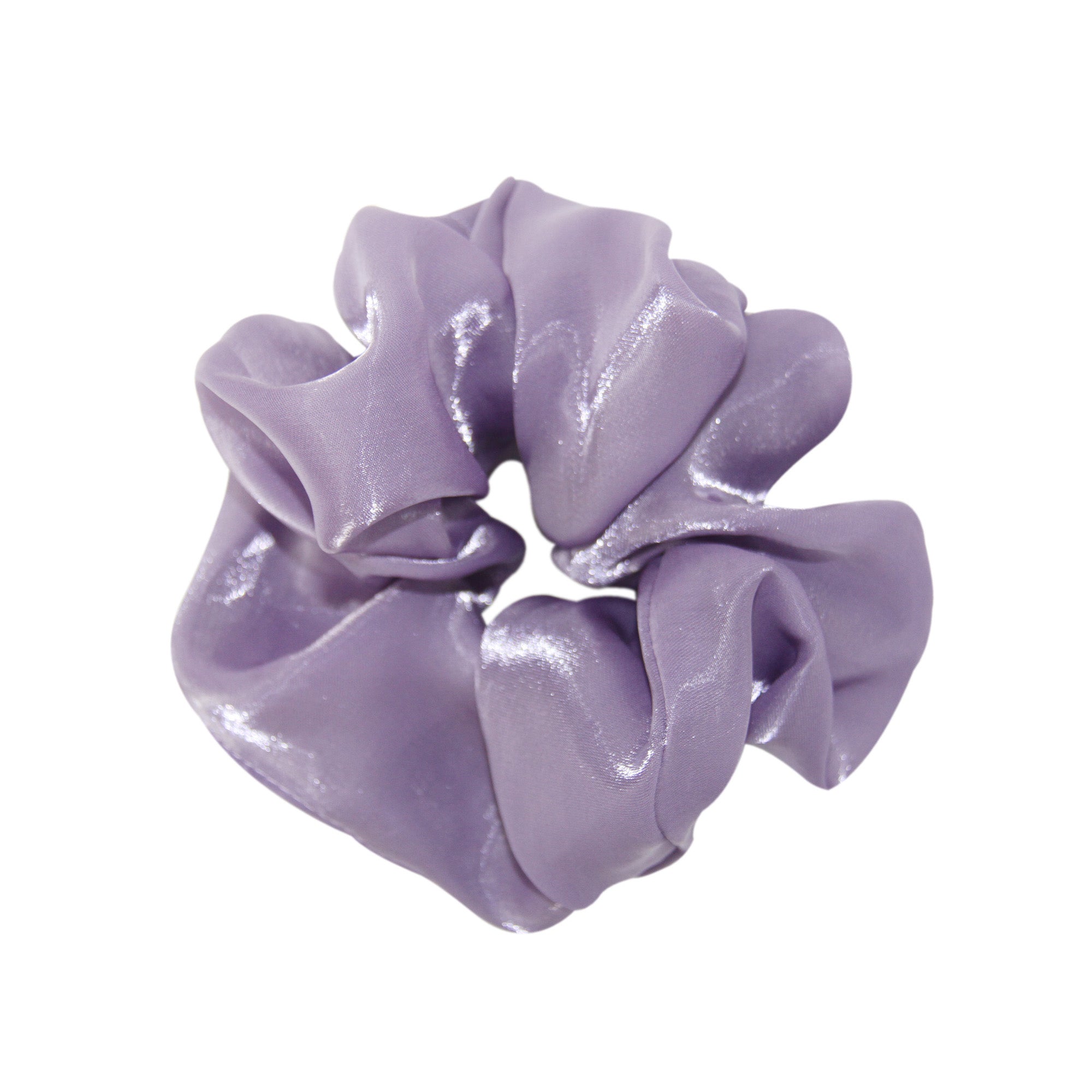 Lavender purple scrunchie on a white background